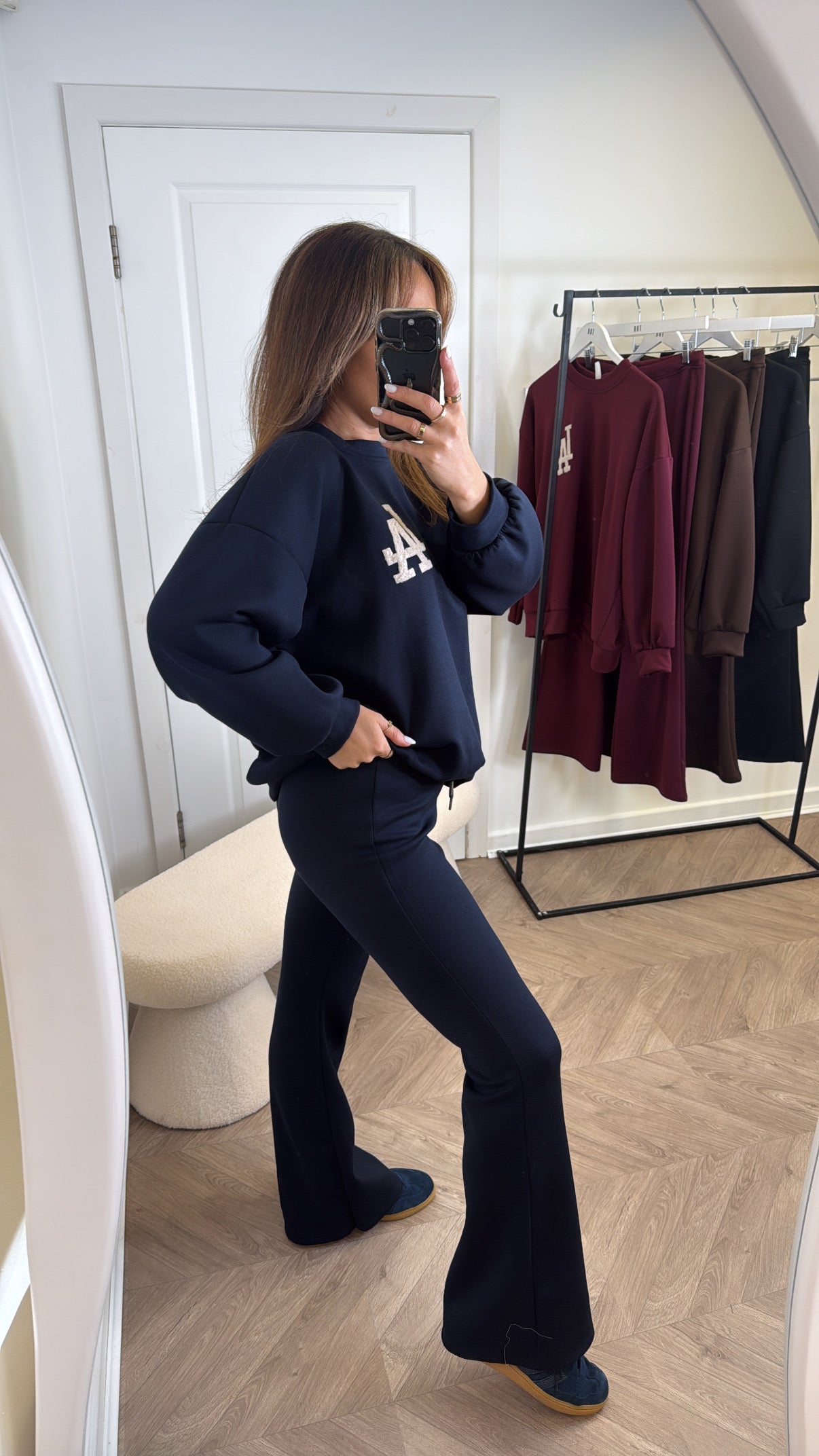 LALA navy sweatshirt logo lounge set