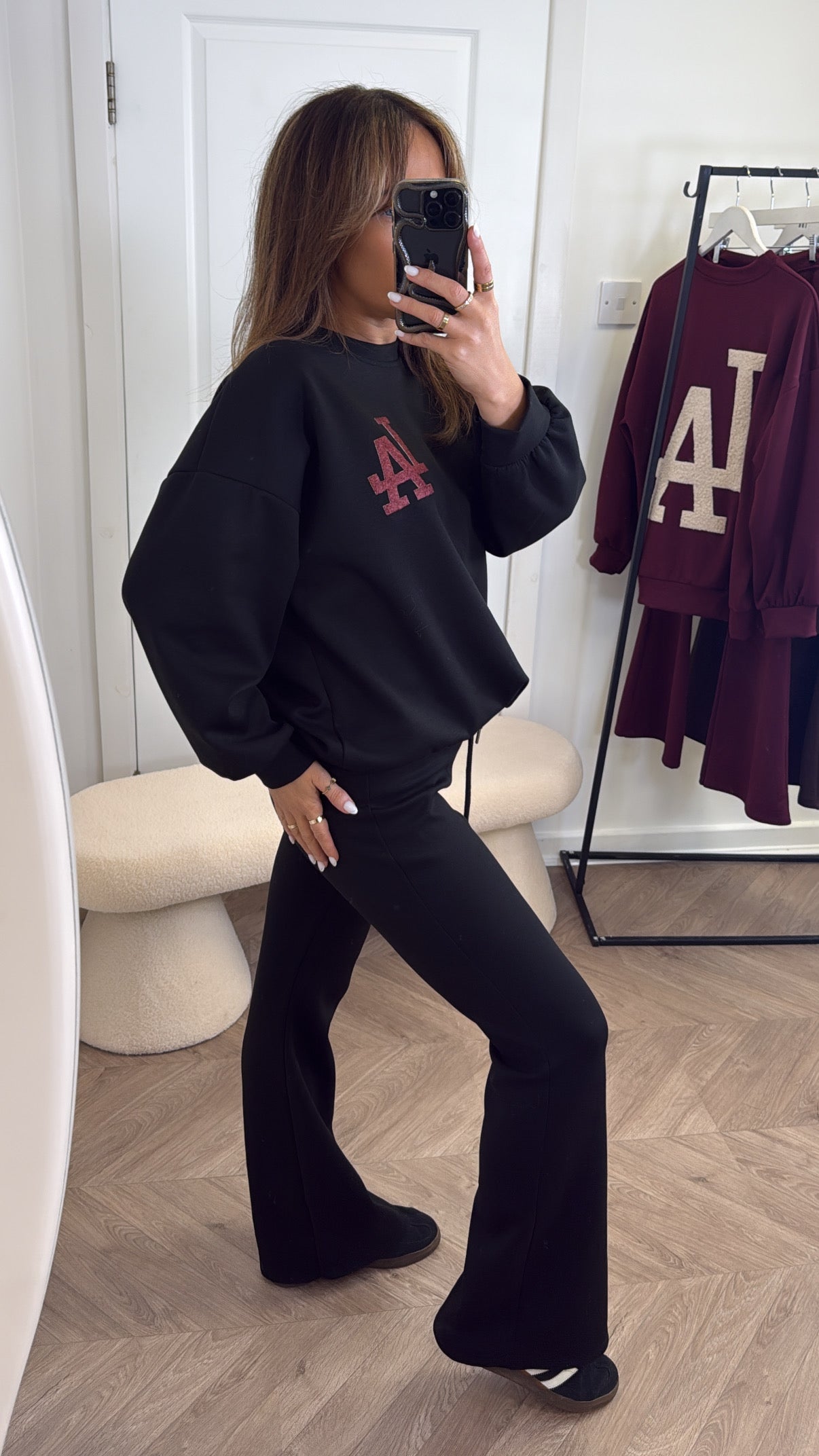LALA black sweatshirt logo lounge set