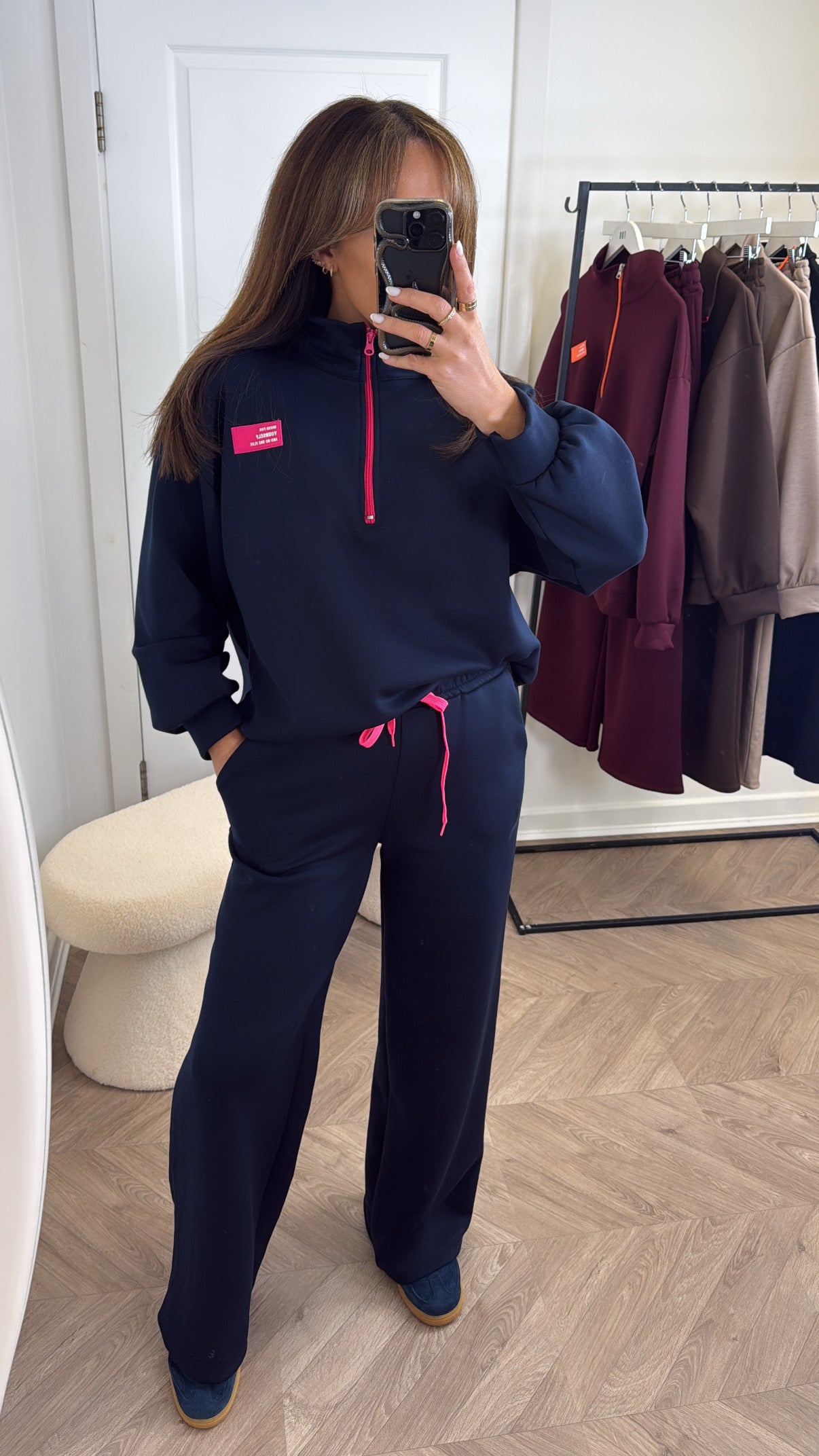 KIT navy super soft sweatshirt lounge set with neon contrast