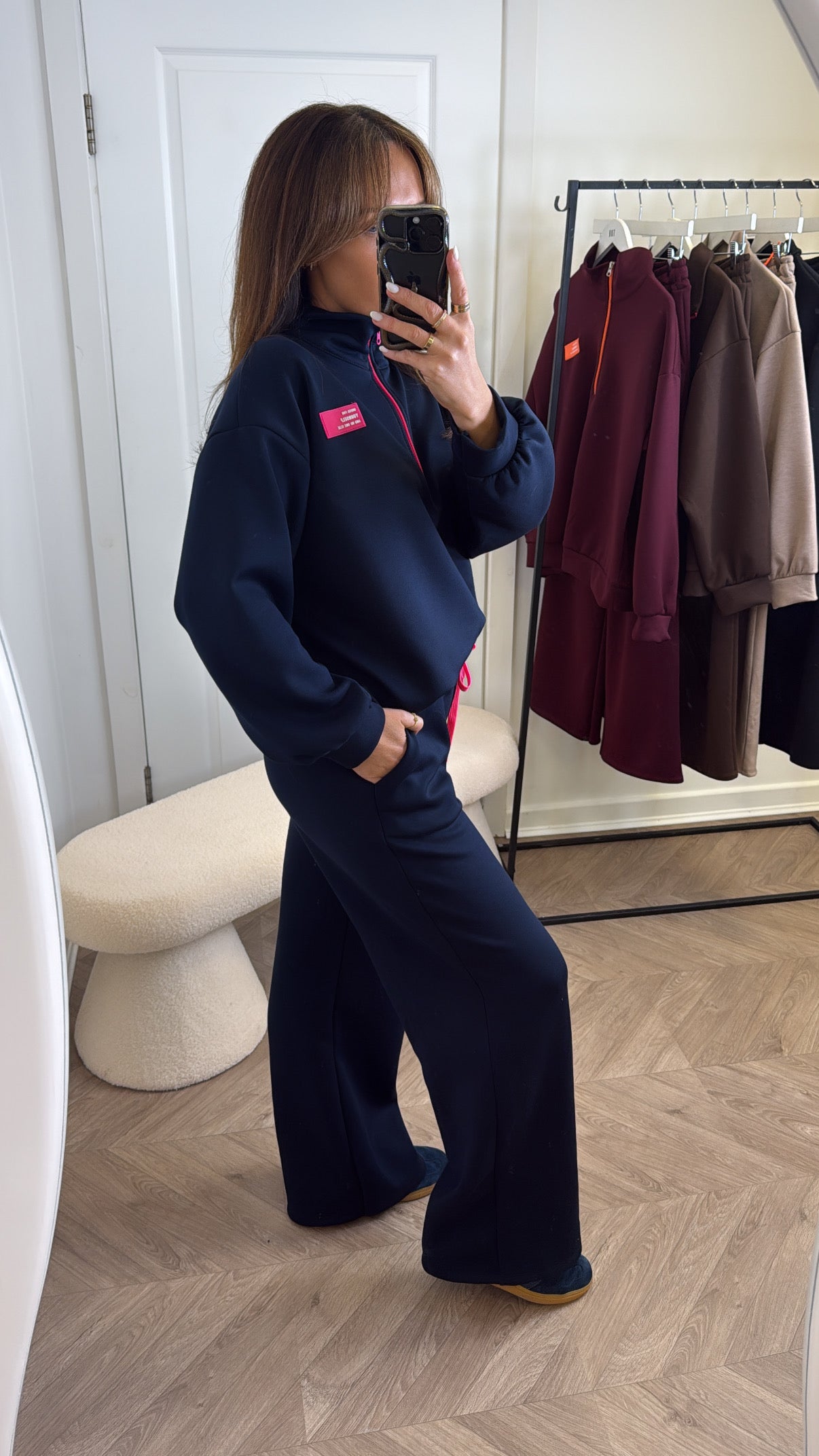 KIT navy super soft sweatshirt lounge set with neon contrast