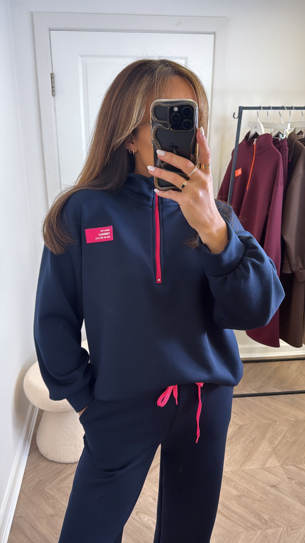 KIT navy super soft sweatshirt lounge set with neon contrast