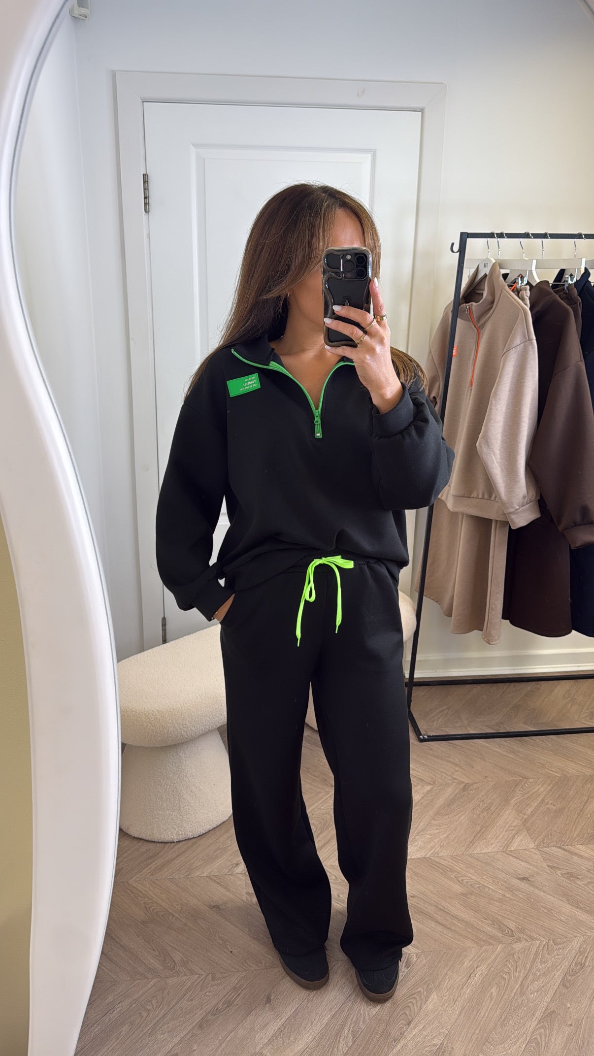 KIT black super soft sweatshirt lounge set with neon contrast