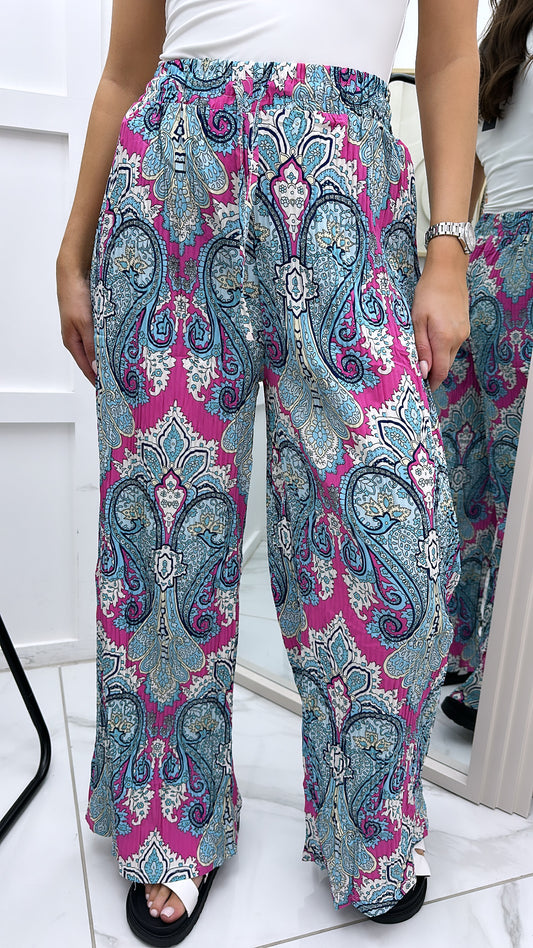 ALANA pink paisley print wide leg trousers