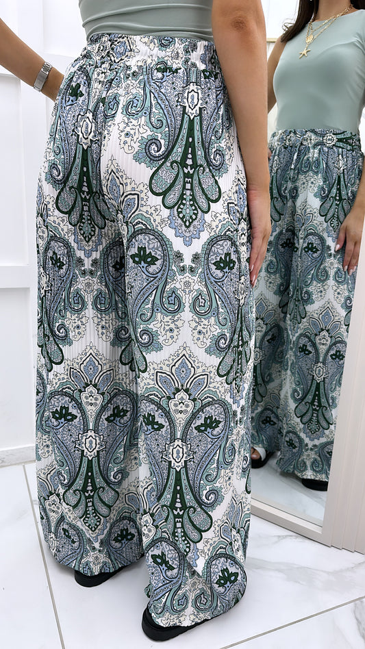 ALANA white paisley print wide leg trousers