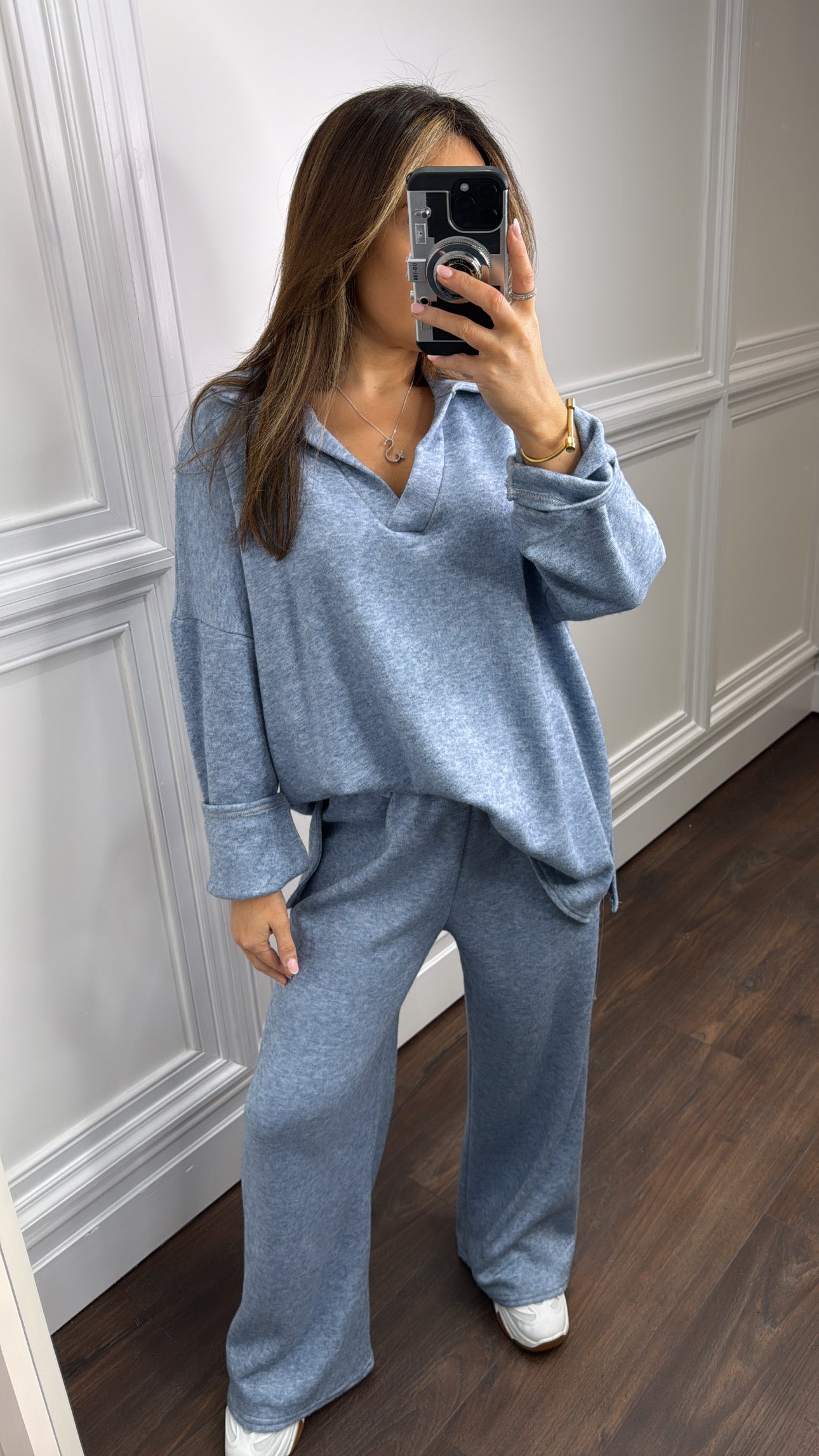 LOLITA blue soft knit collar lounge suit