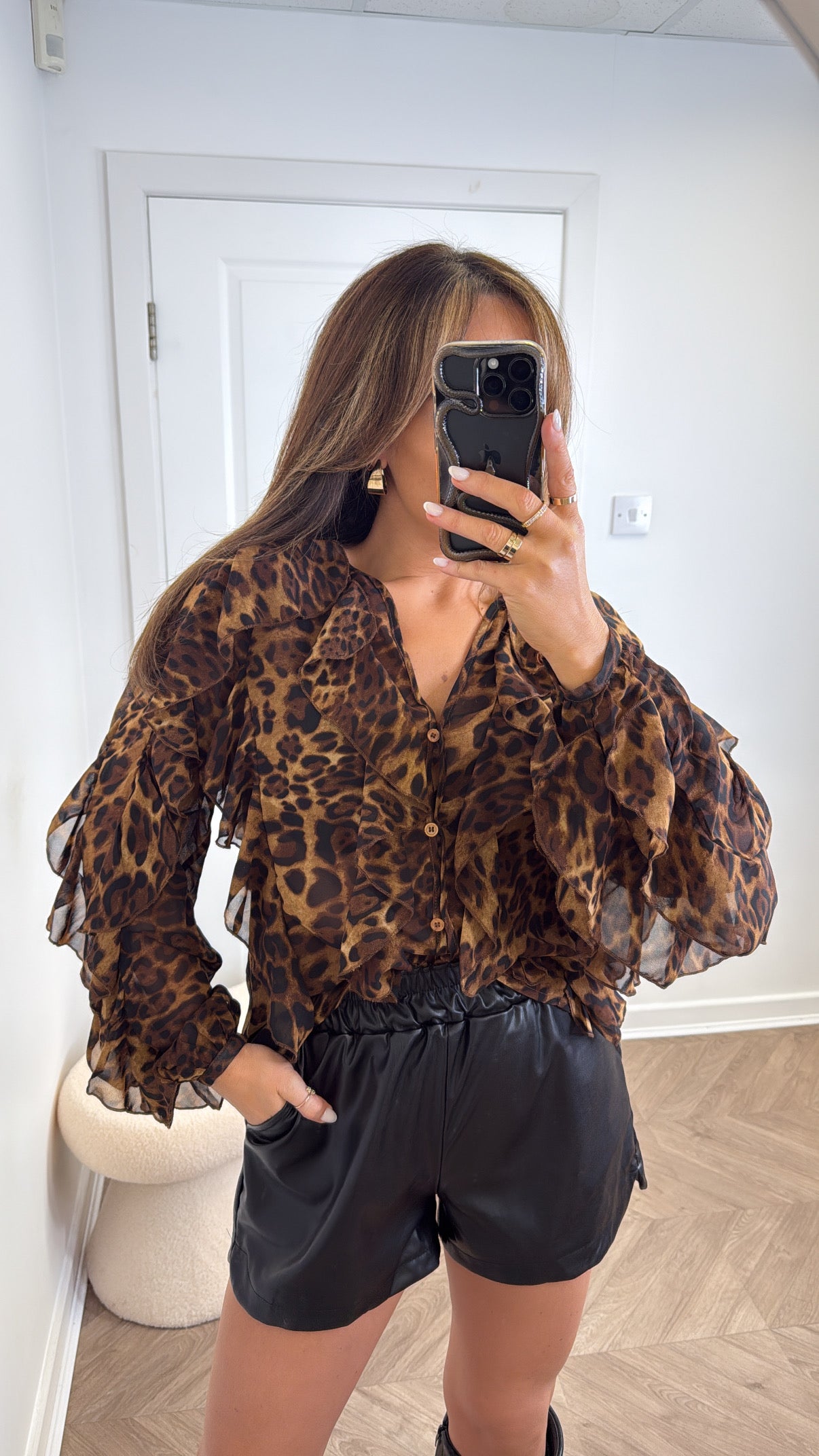 HAYLEY leopard print ruffle blouse