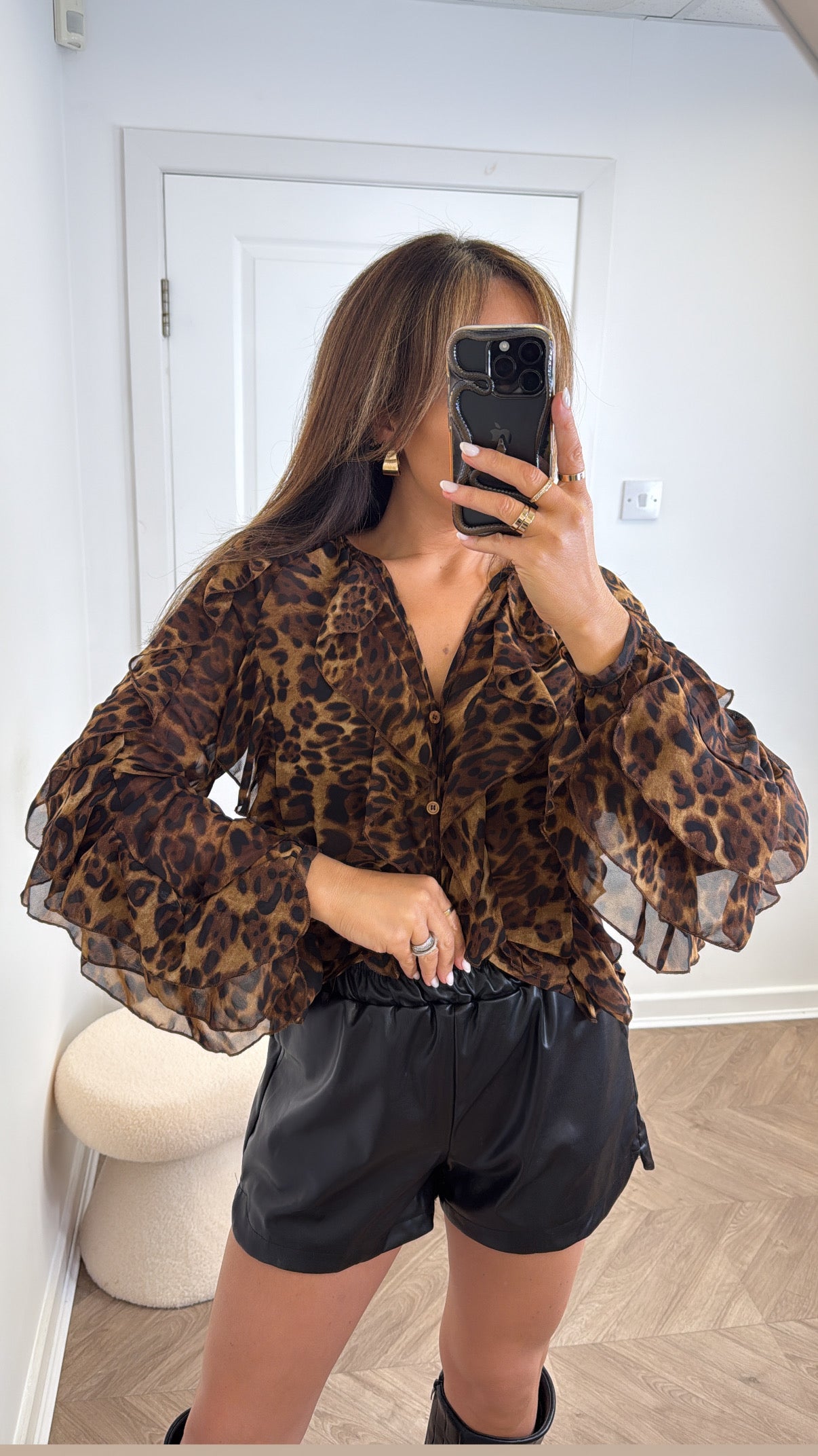 HAYLEY leopard print ruffle blouse