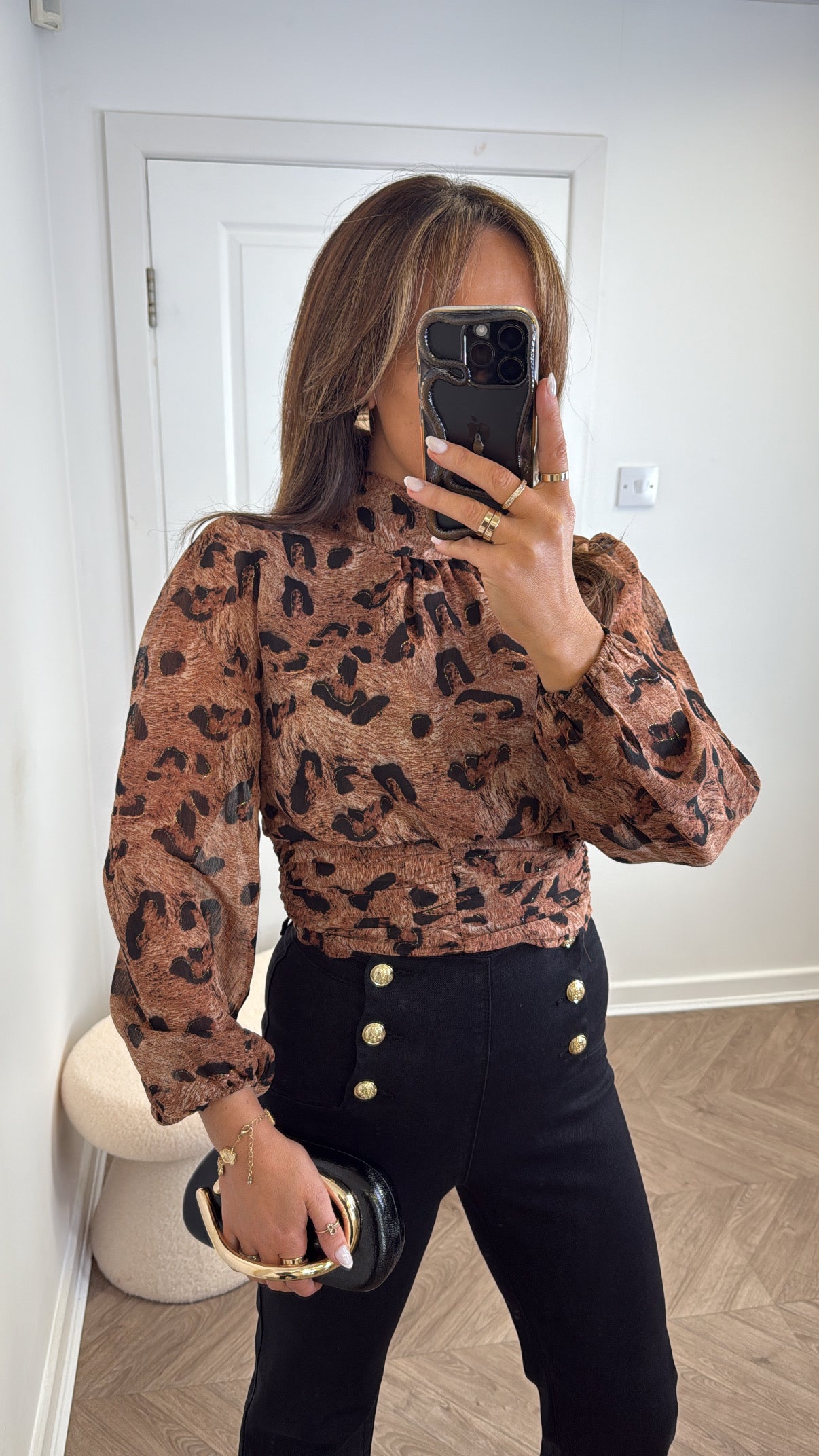 MILA animal print high neck top