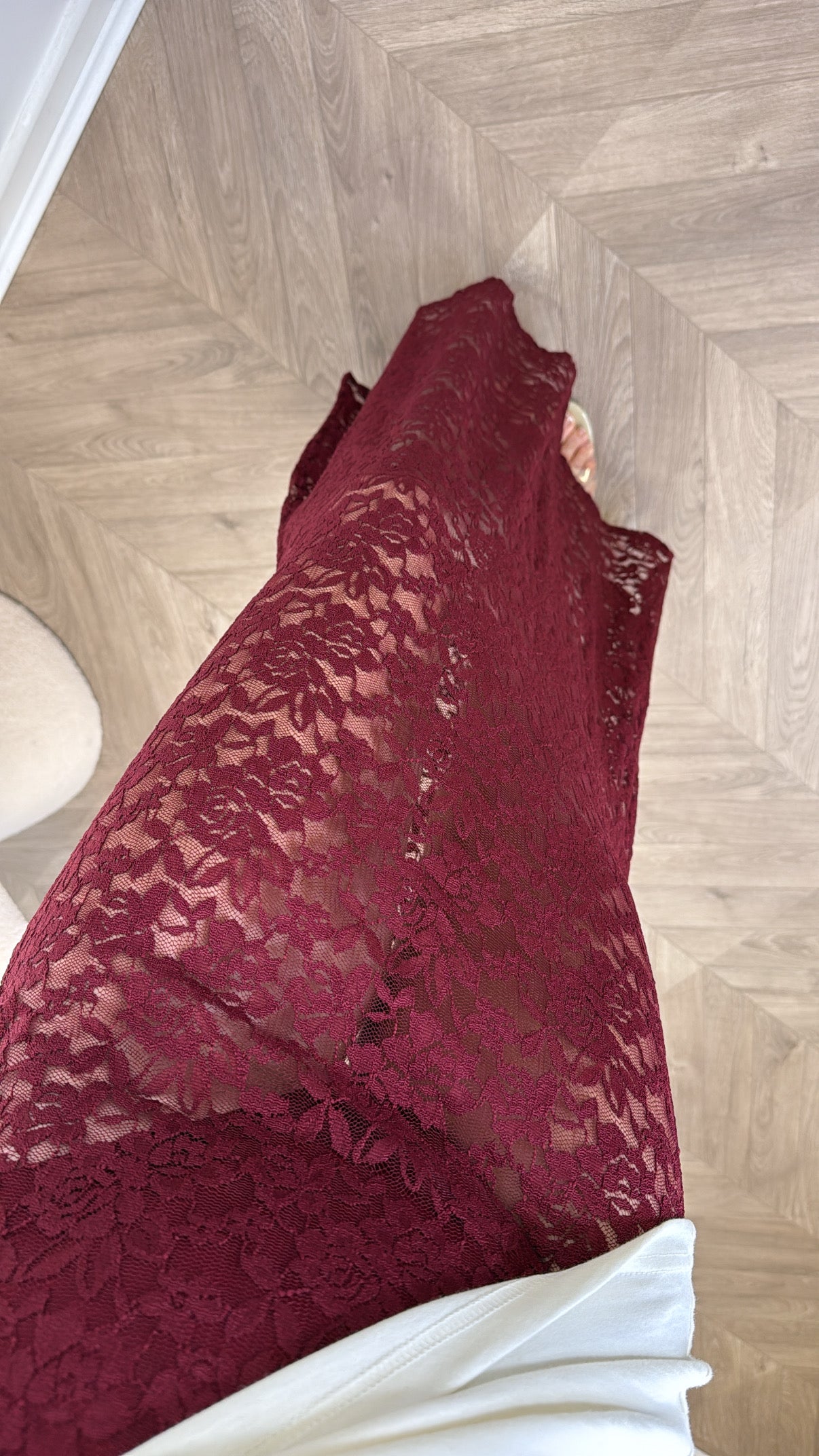 LACEY burgundy lace maxi skirt