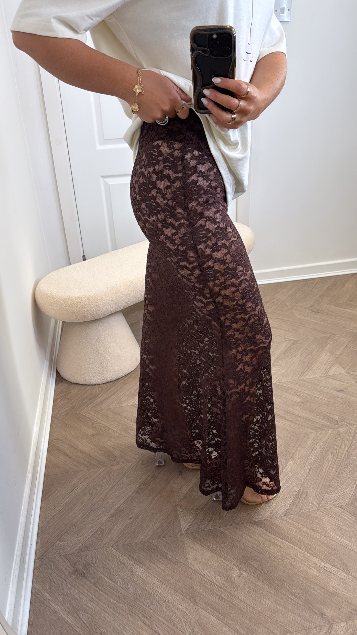 LACEY brown lace maxi skirt
