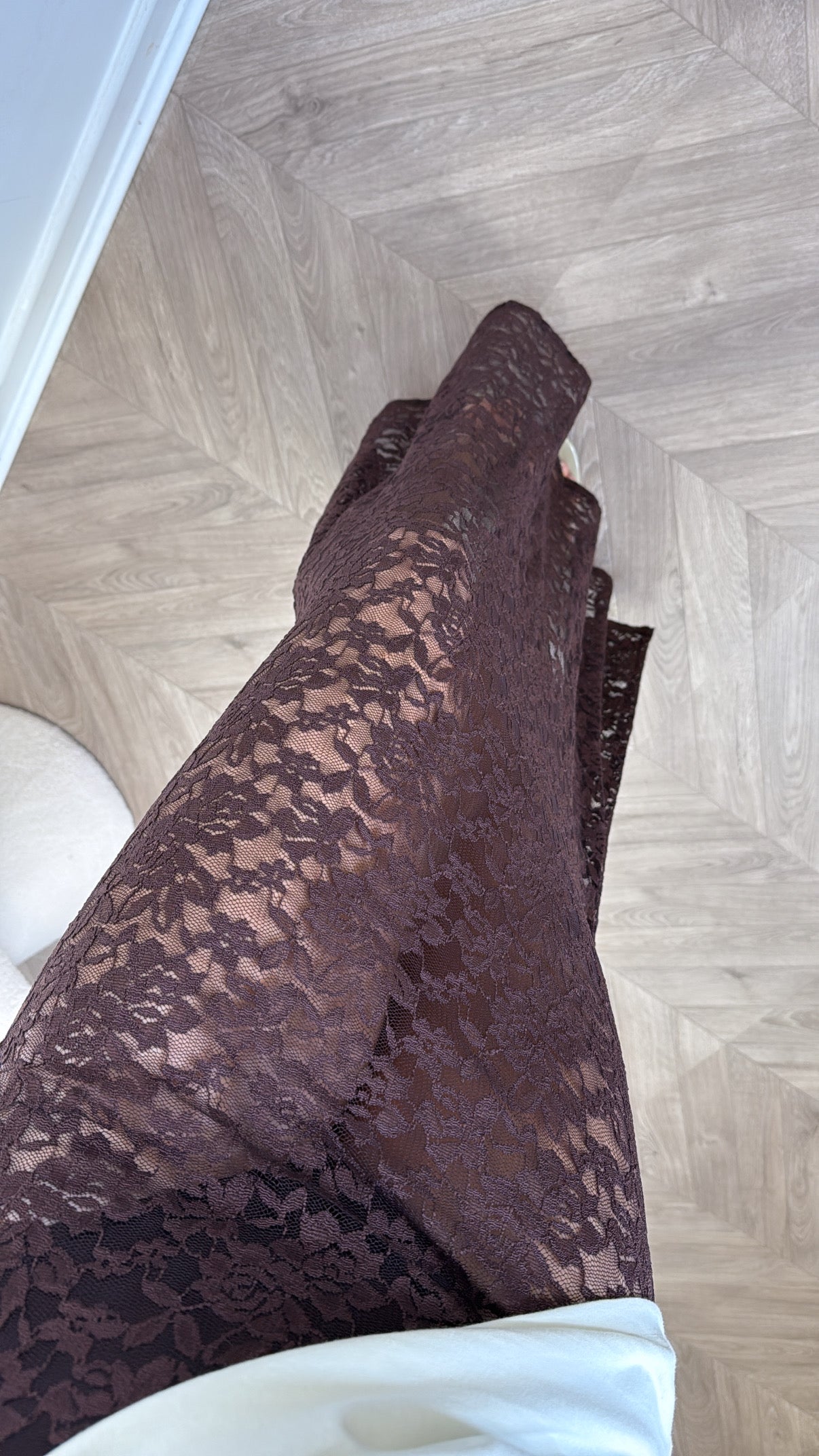 LACEY brown lace maxi skirt