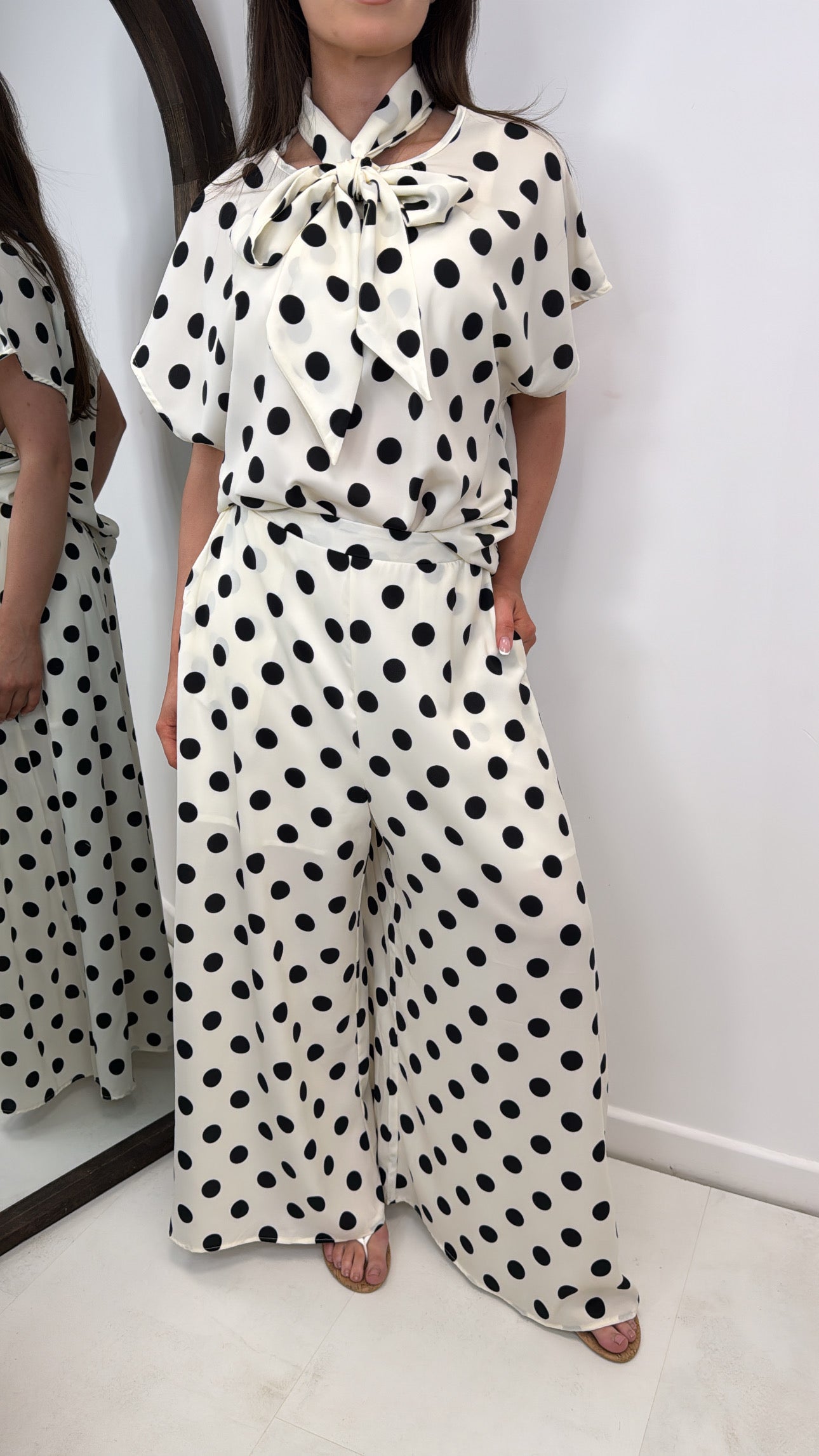 BELLA cream polka dot trouser co-ord
