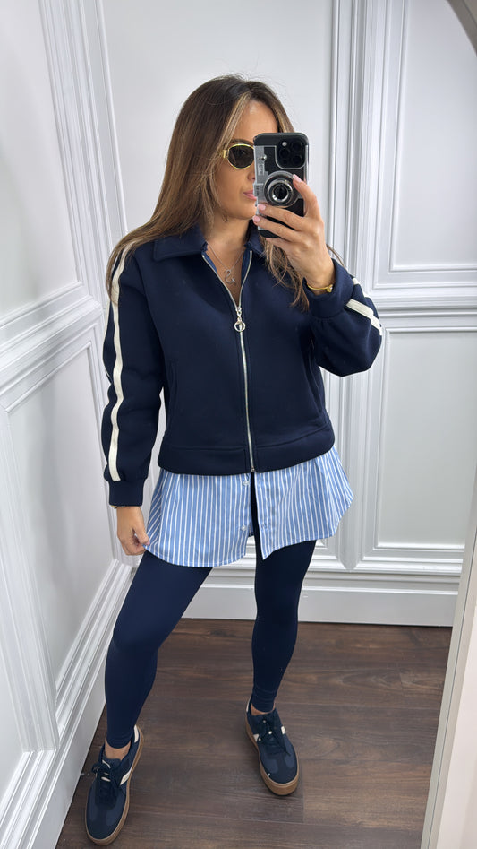 LEONA navy zip shirt jacket