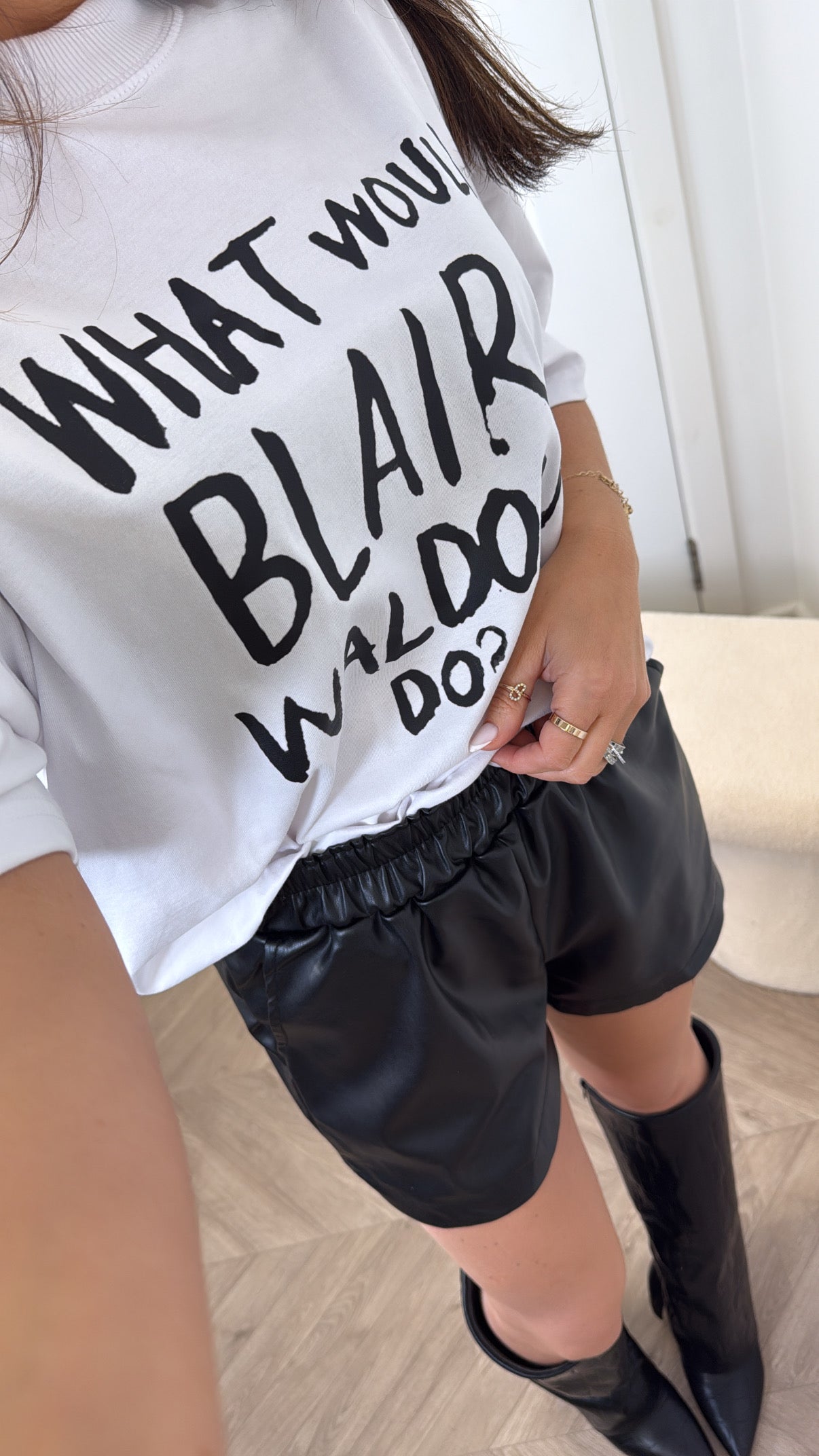 BLAIR WALDORF white logo oversize t-shirt