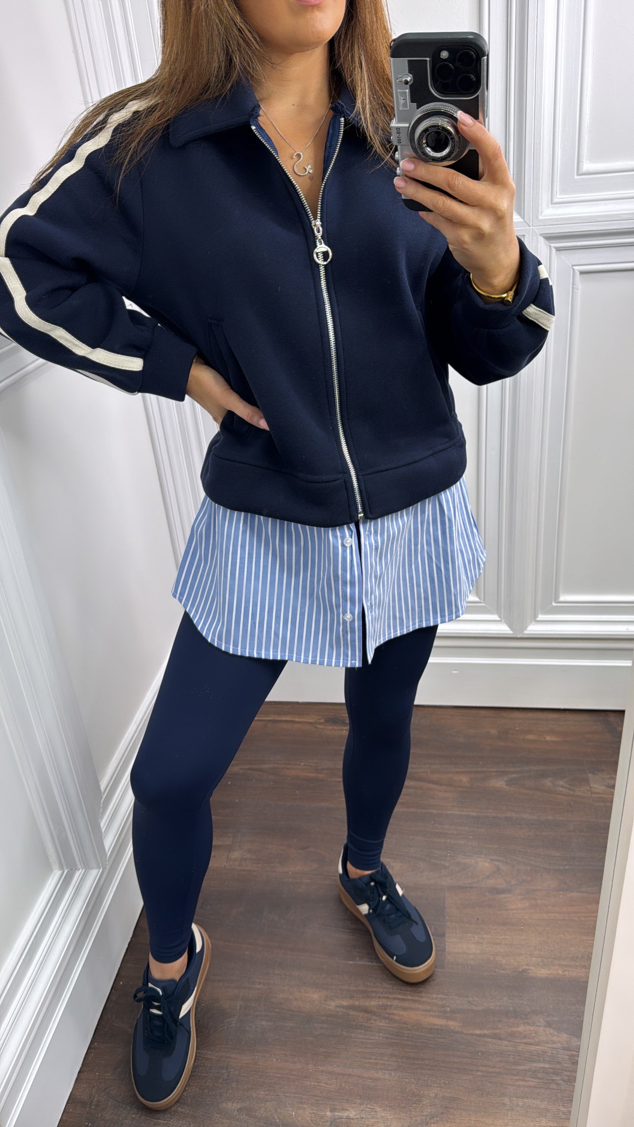 LEONA navy zip shirt jacket