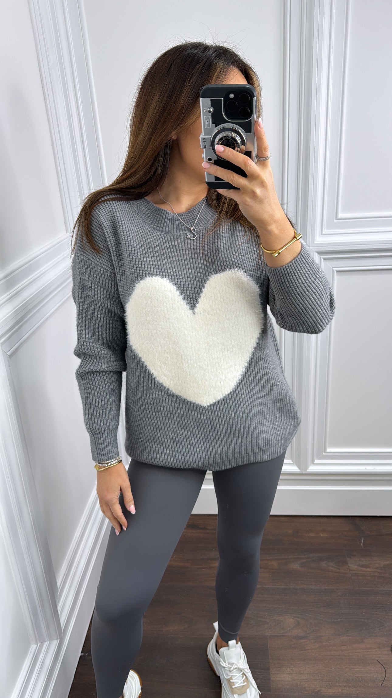 MOLLY grey knitted heart jumper