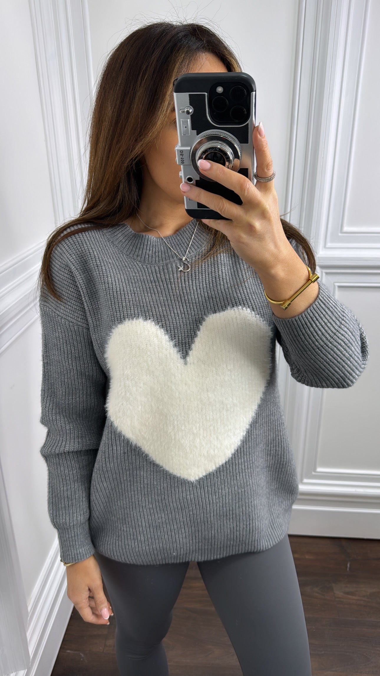 MOLLY grey knitted heart jumper