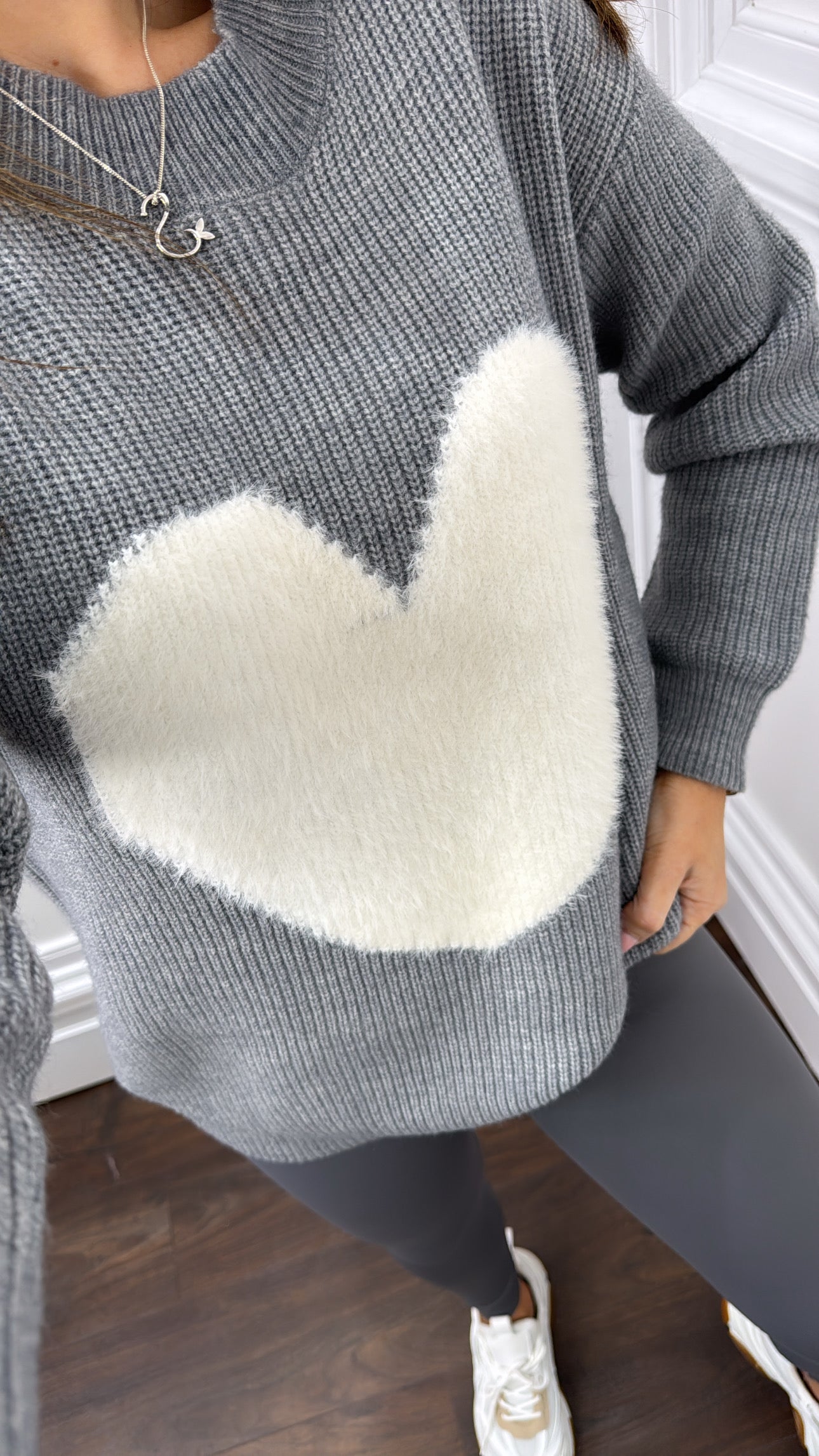 MOLLY grey knitted heart jumper