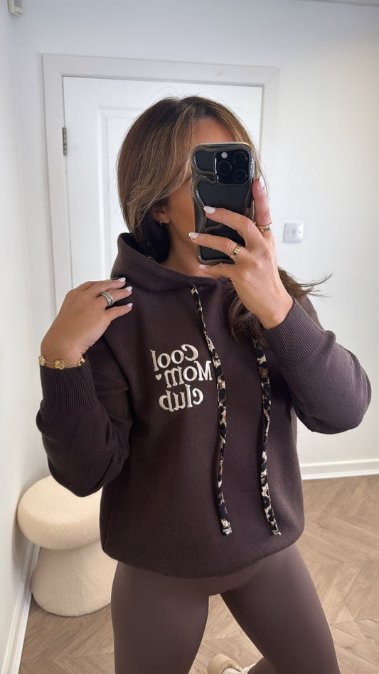 SCARLETT brown logo fine knit hoody