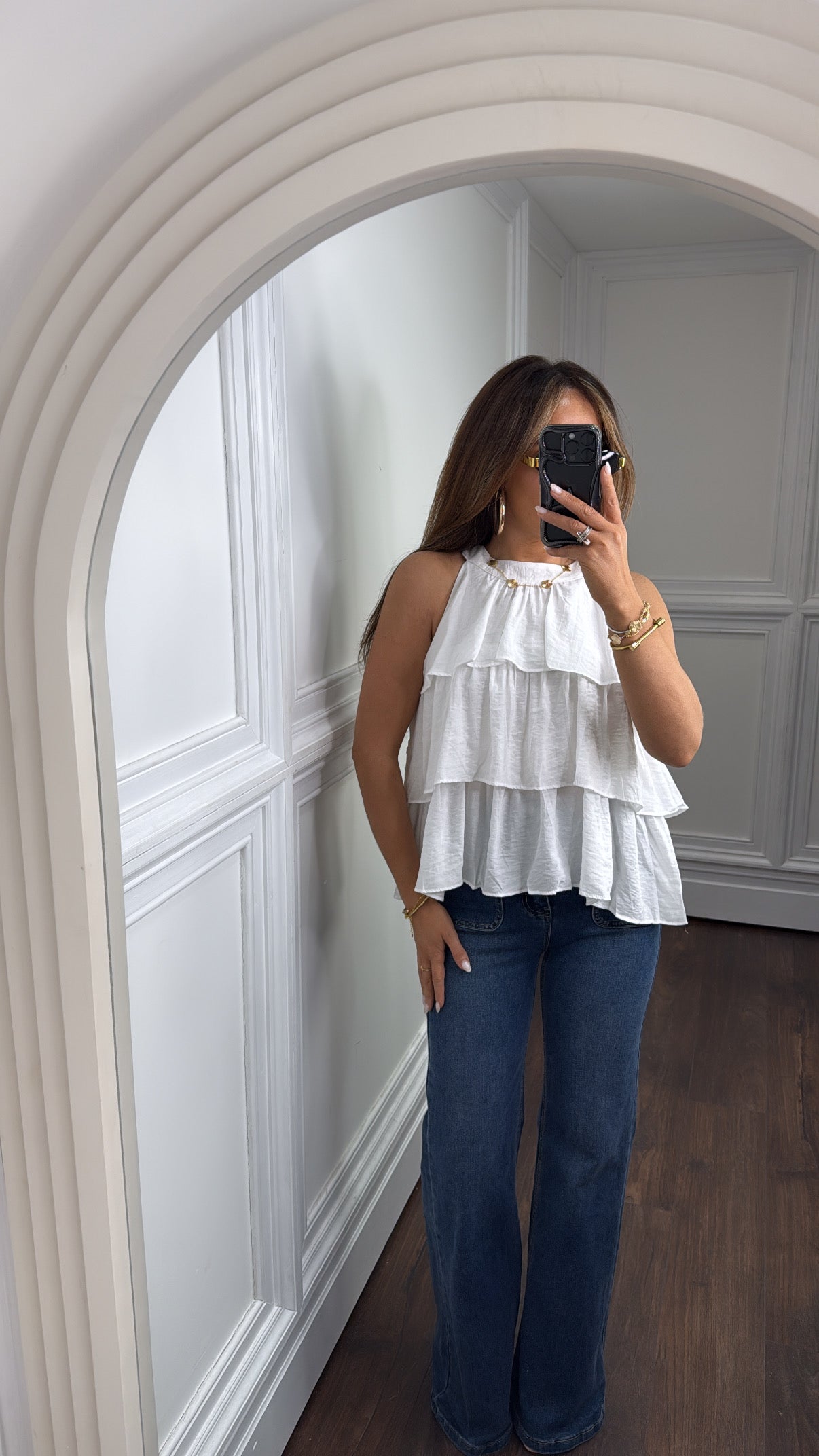 MIA white ruffle top