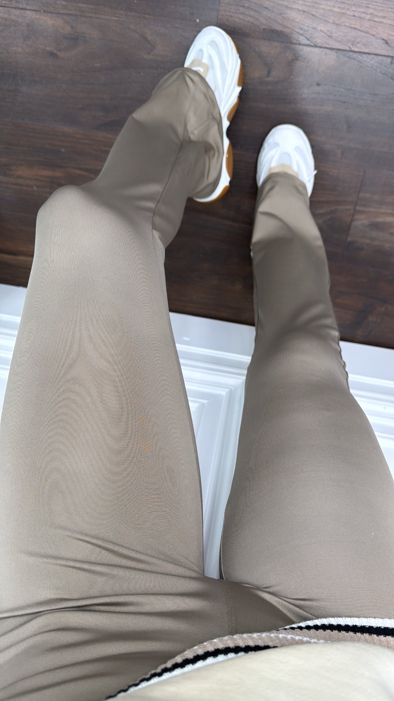 SUMMER taupe ruched bum flared pants