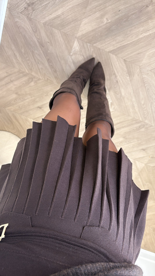 DAPHNE brown pleated tennis skirt