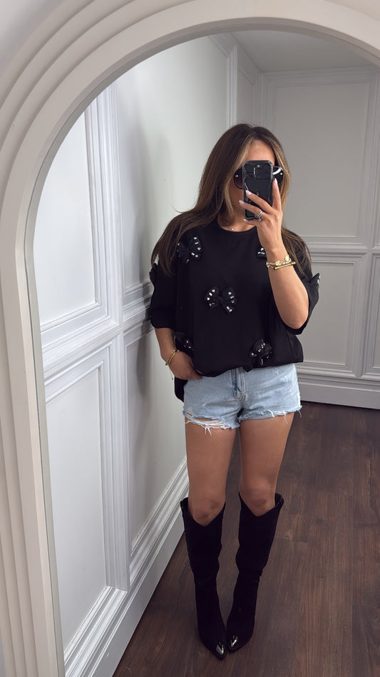 NIKITA black bow detail tunic top