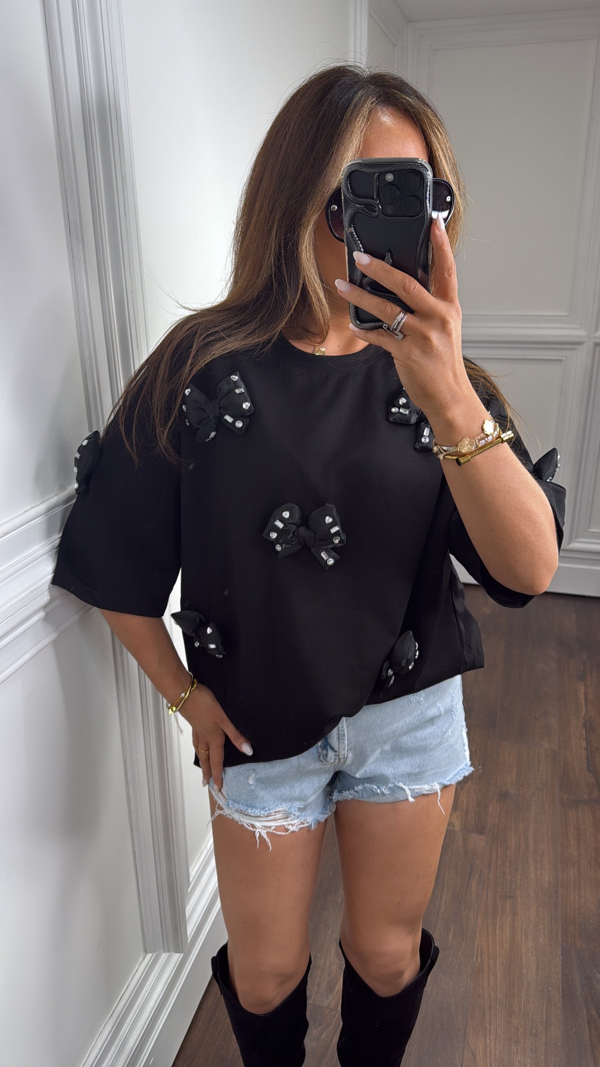 NIKITA black bow detail tunic top