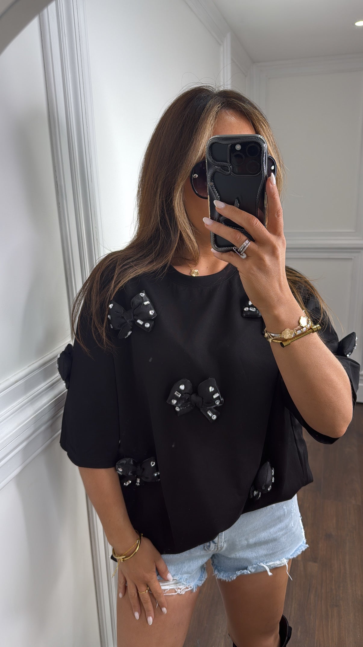 NIKITA black bow detail tunic top