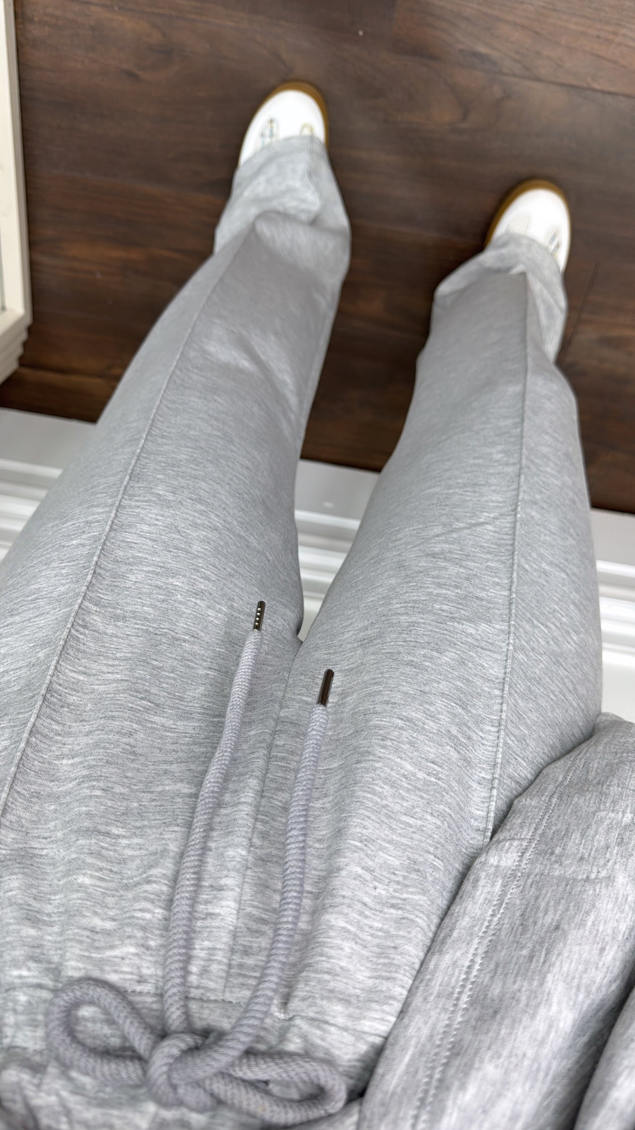 KYLIE light grey super soft jogger with exposed seam detail