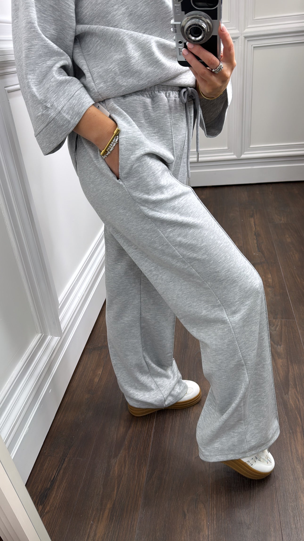 KYLIE light grey super soft jogger with exposed seam detail