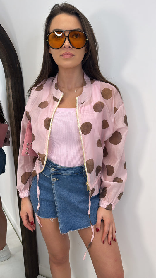 POLLY pink polka dot lightweight jacket