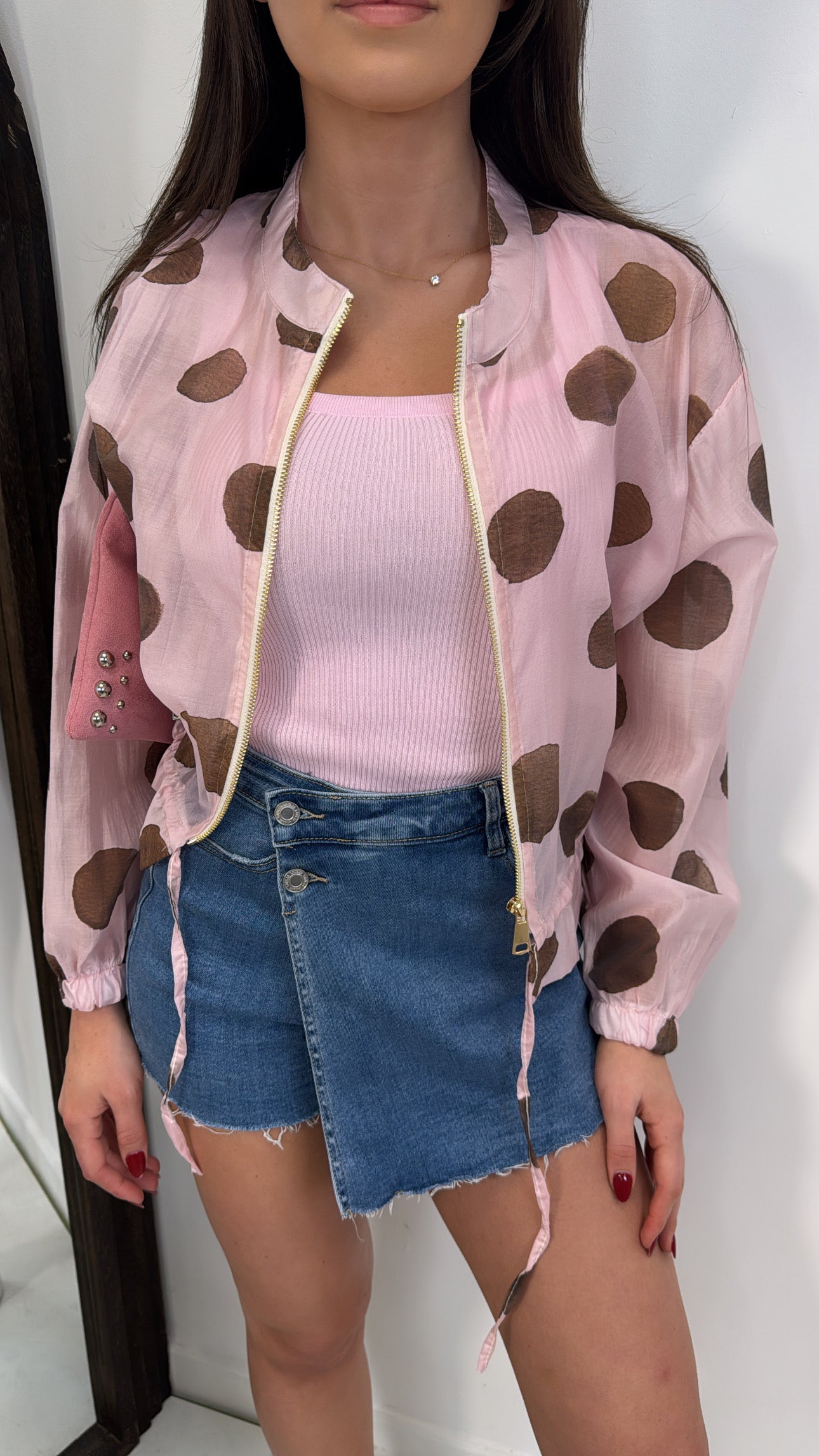 POLLY pink polka dot lightweight jacket