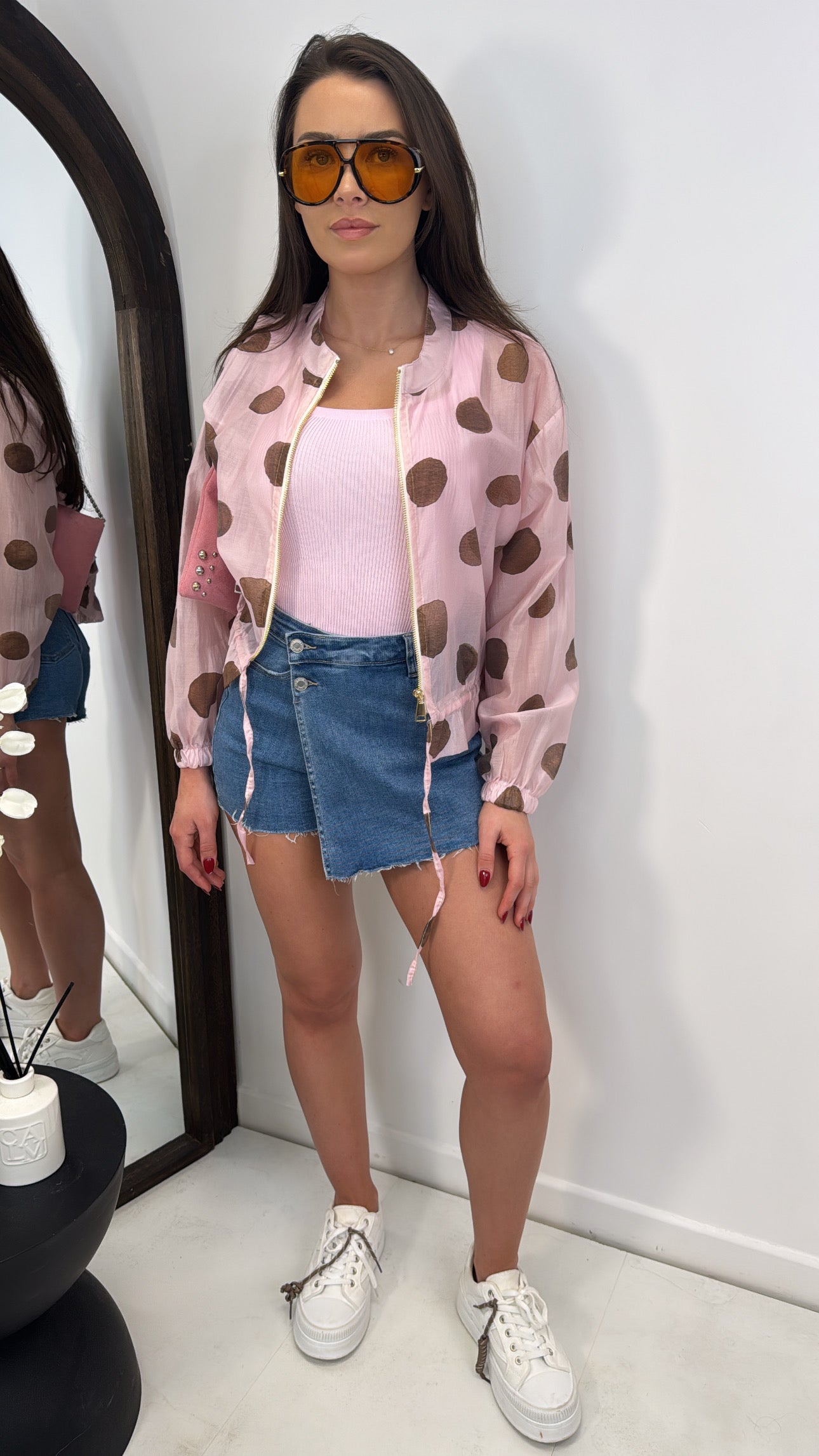 POLLY pink polka dot lightweight jacket