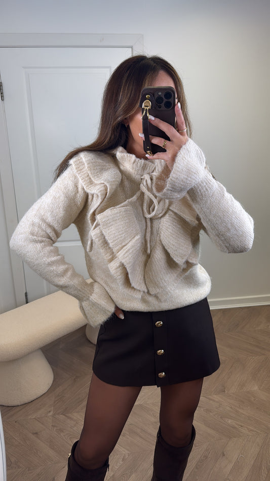 IRIS beige ruffle jumper