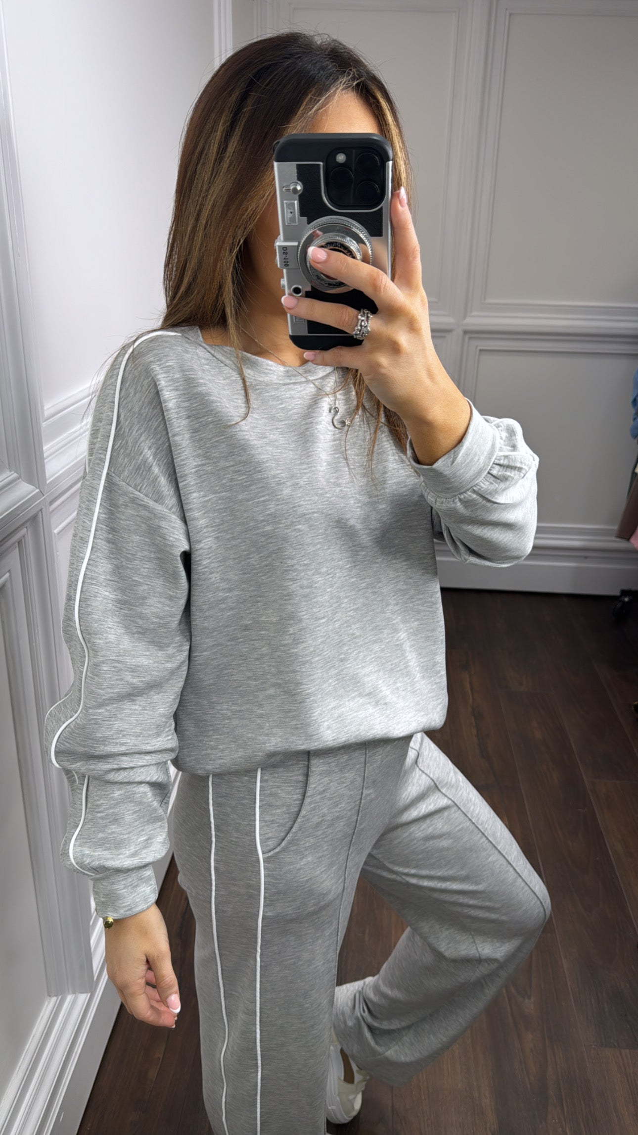 TERRI grey sweatshirt and wide leg joggers tracksuit