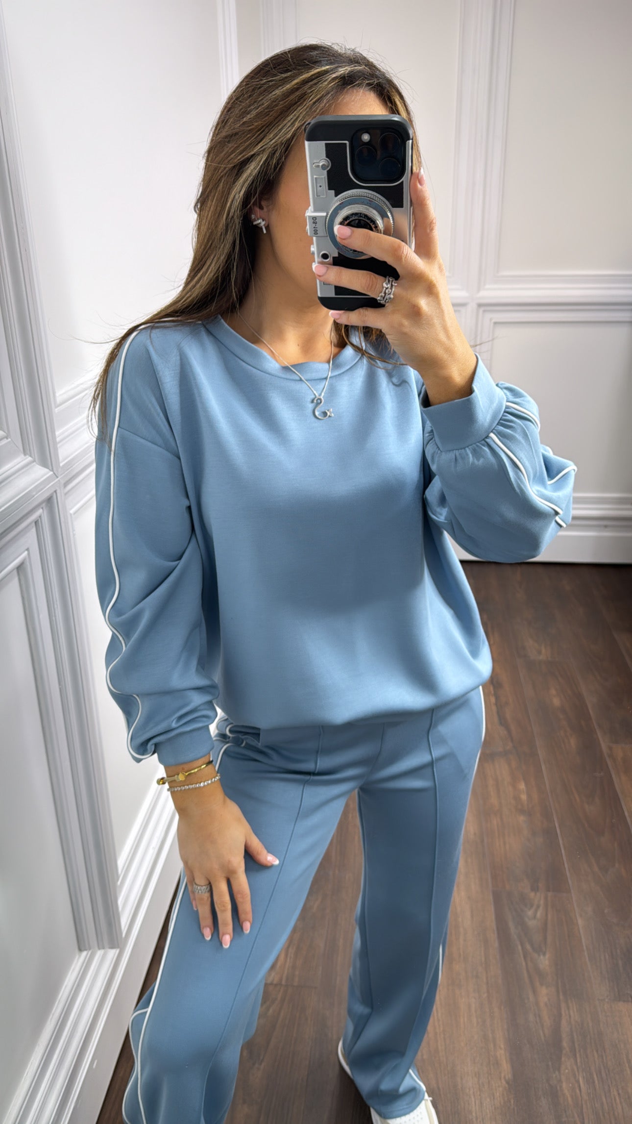 TERRI blue sweatshirt and wide leg joggers tracksuit