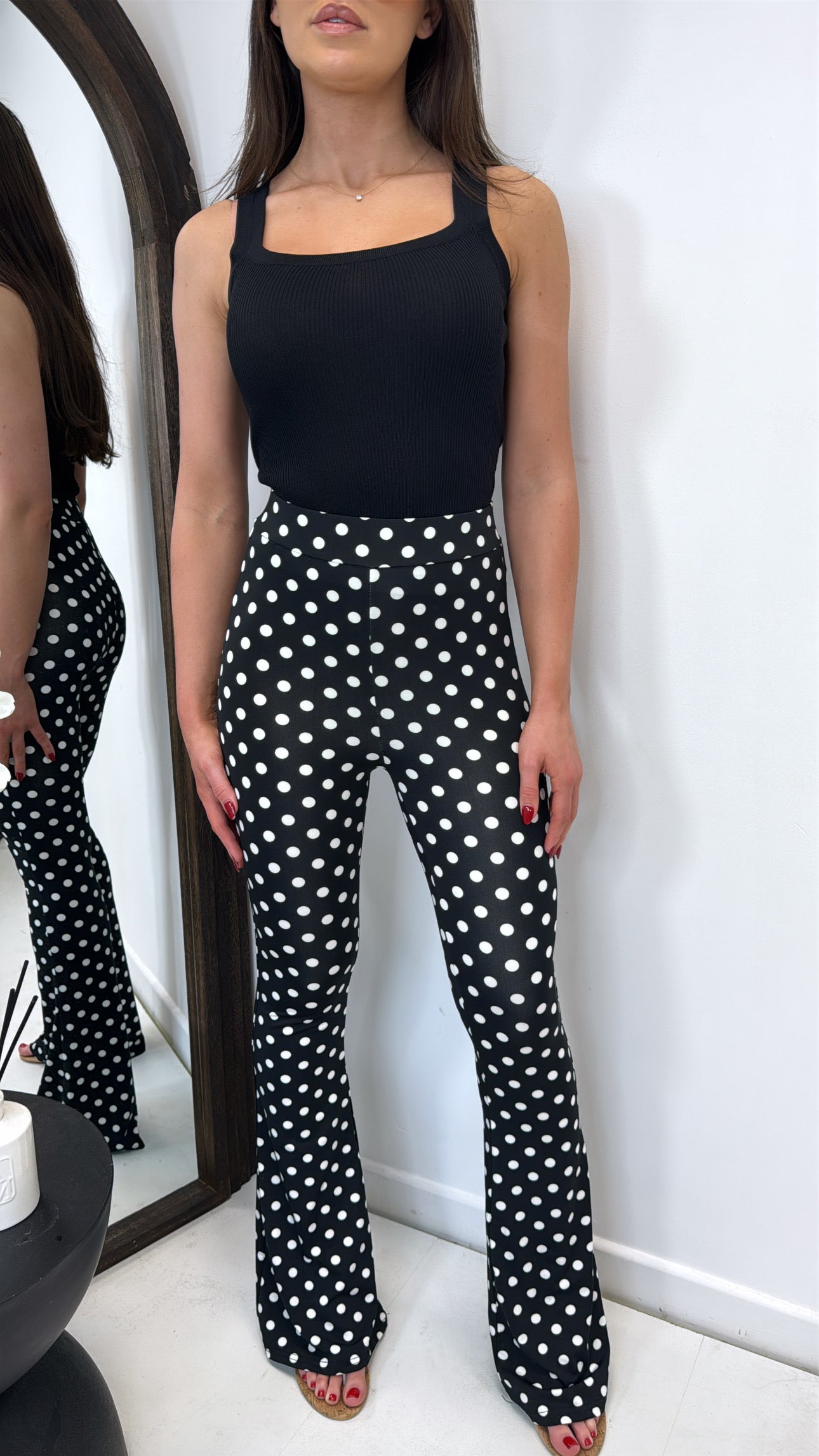 ISOBEL black polka dot trousers