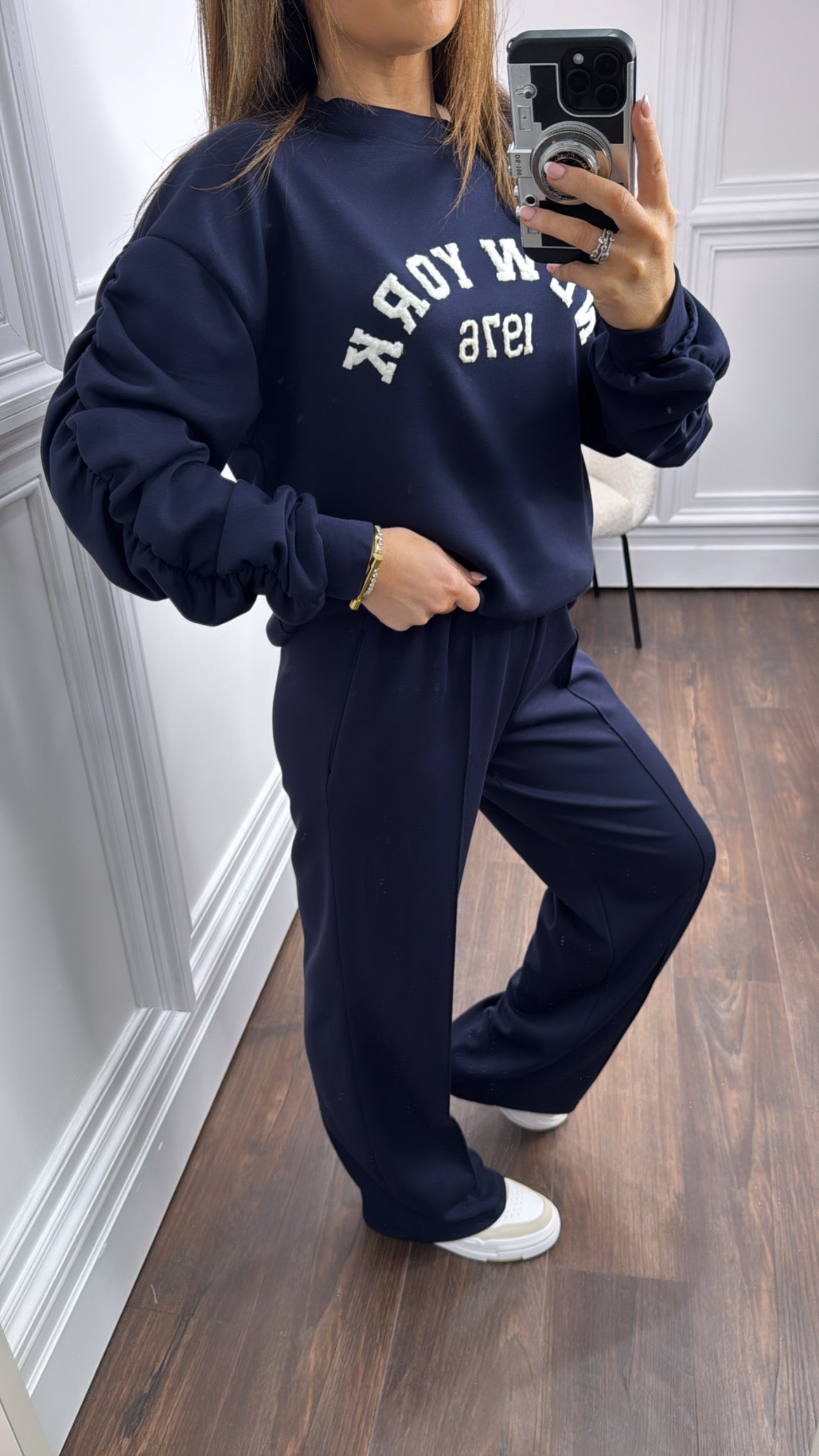 NEW YORK 1976 navy ruched sleeves tracksuit