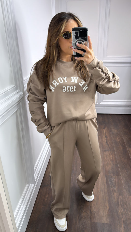 NEW YORK 1976 mocha ruched sleeves tracksuit