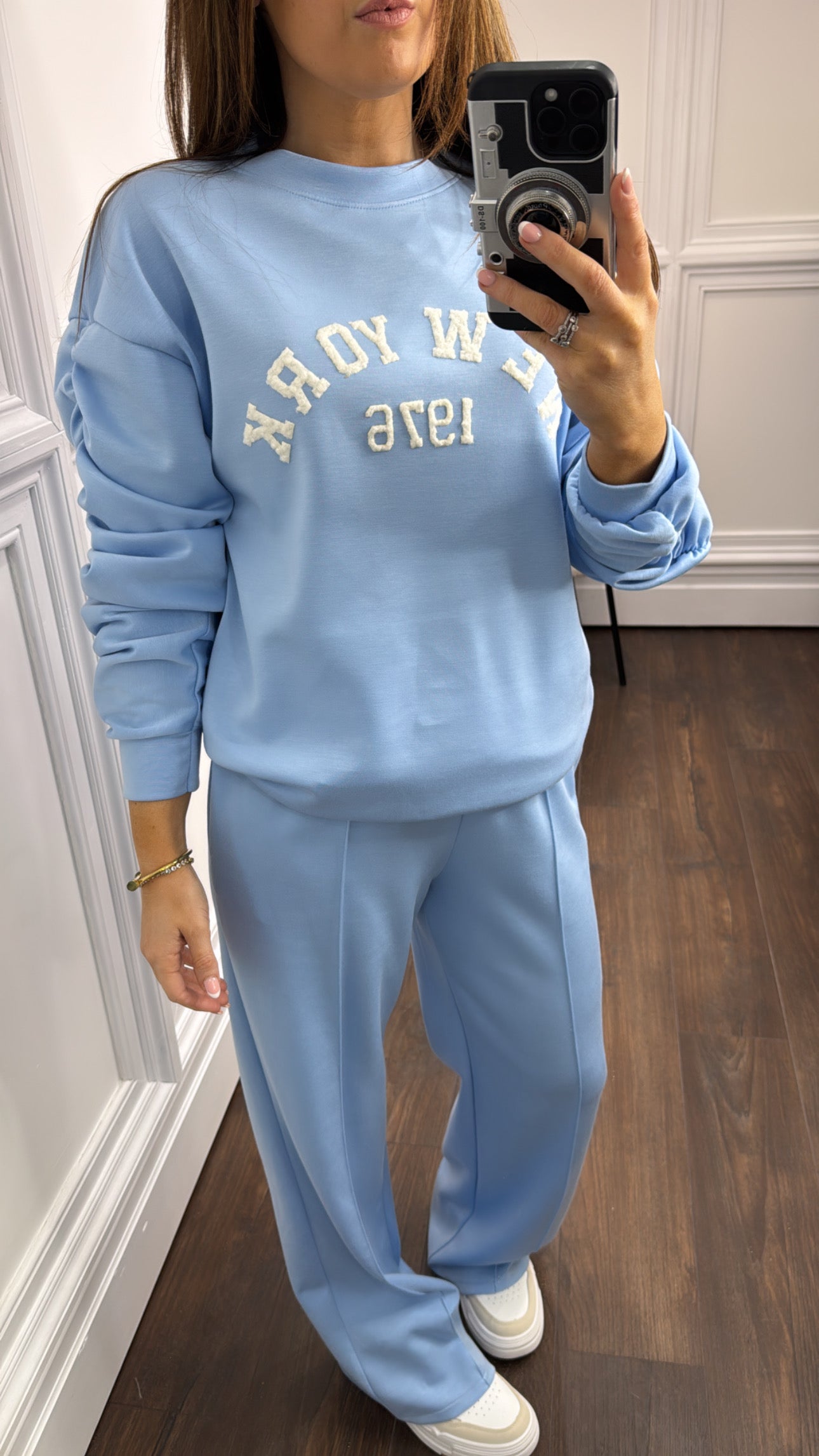 NEW YORK 1976 blue ruched sleeves tracksuit