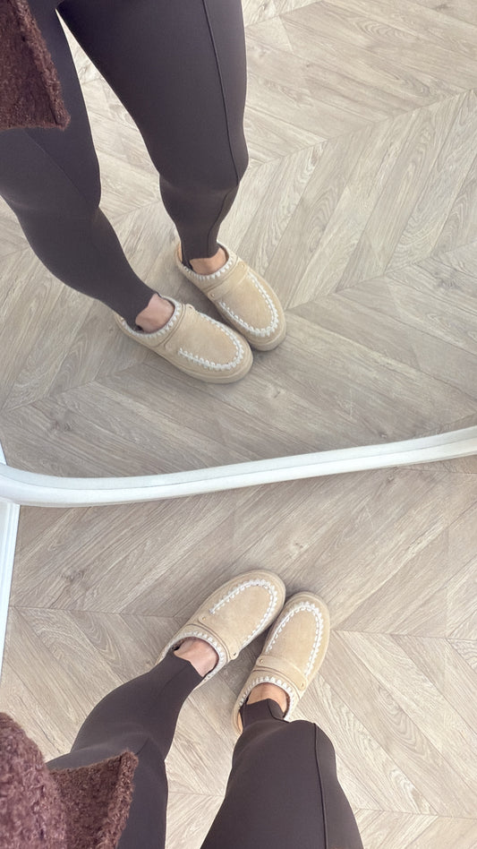 MYA brown fleece lined stirrup leggings