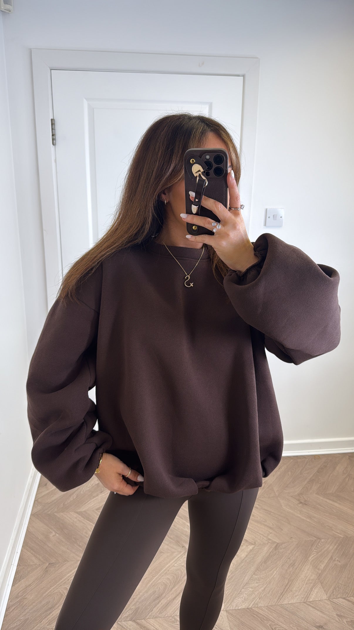 CARA brown bubble hem sweatshirt
