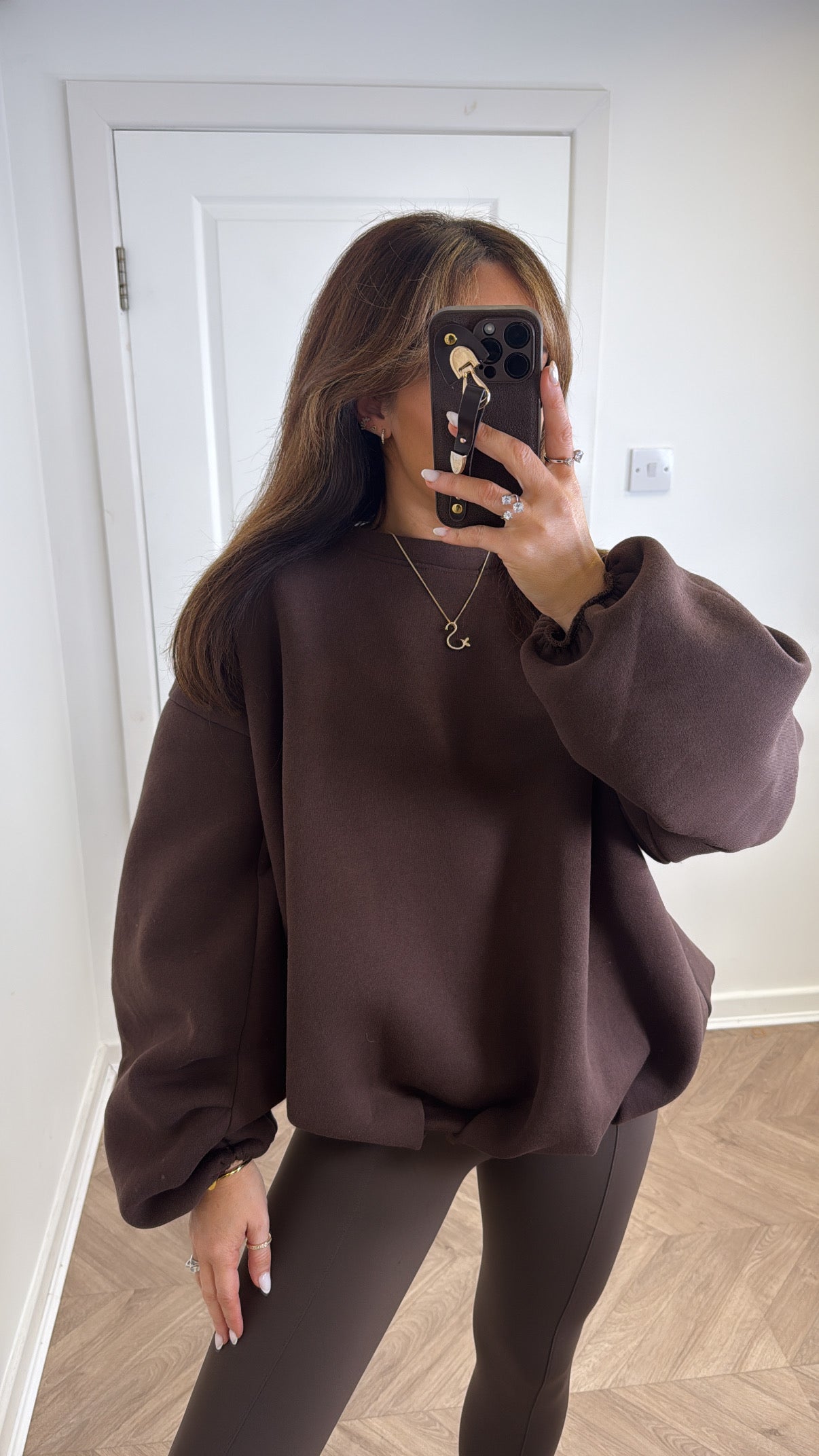 CARA brown bubble hem sweatshirt