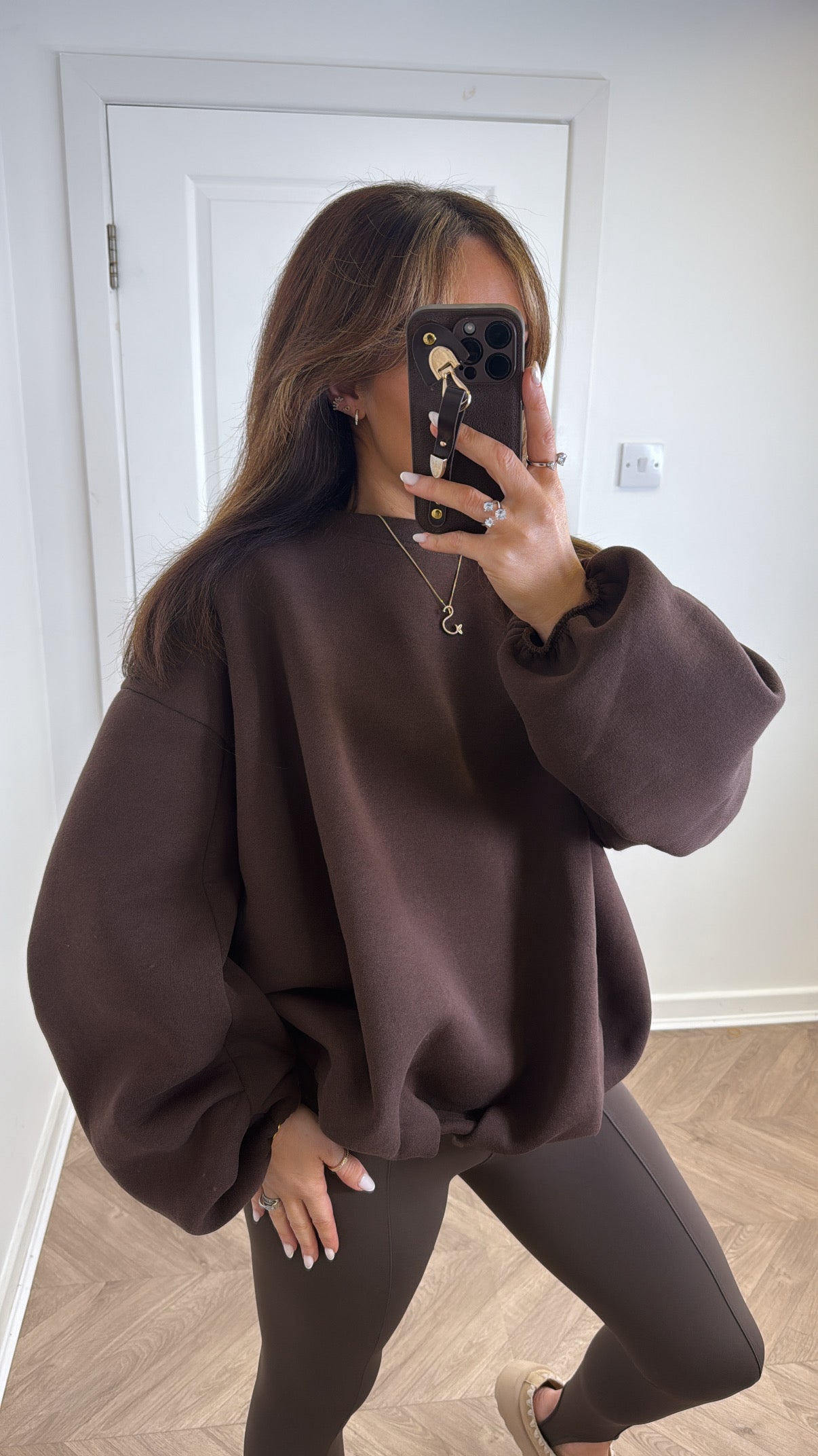 CARA brown bubble hem sweatshirt