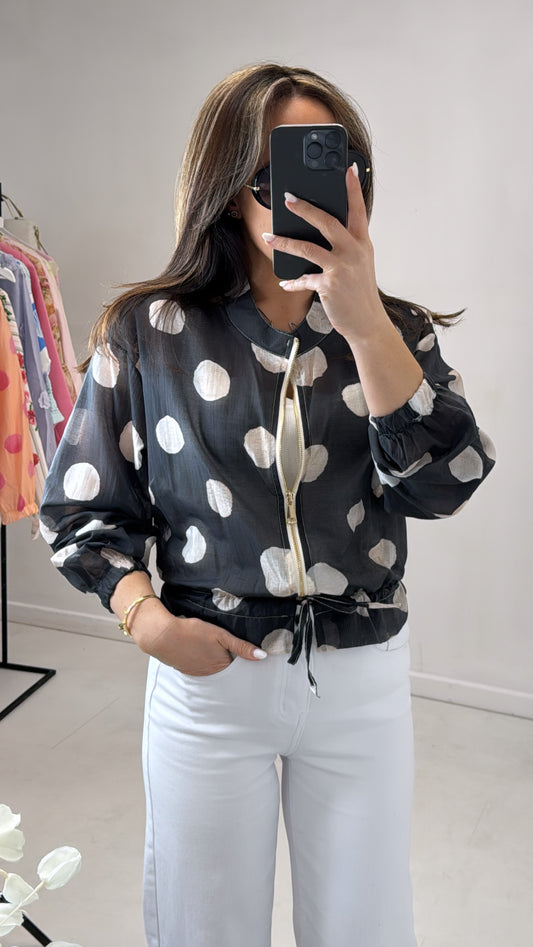 POLLY black polka dot lightweight jacket