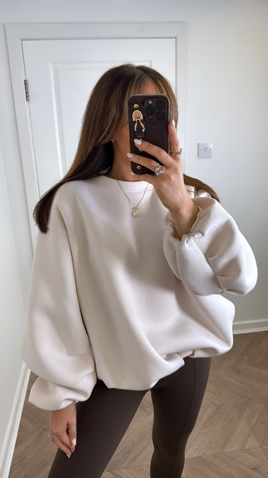 CARA cream bubble hem sweatshirt