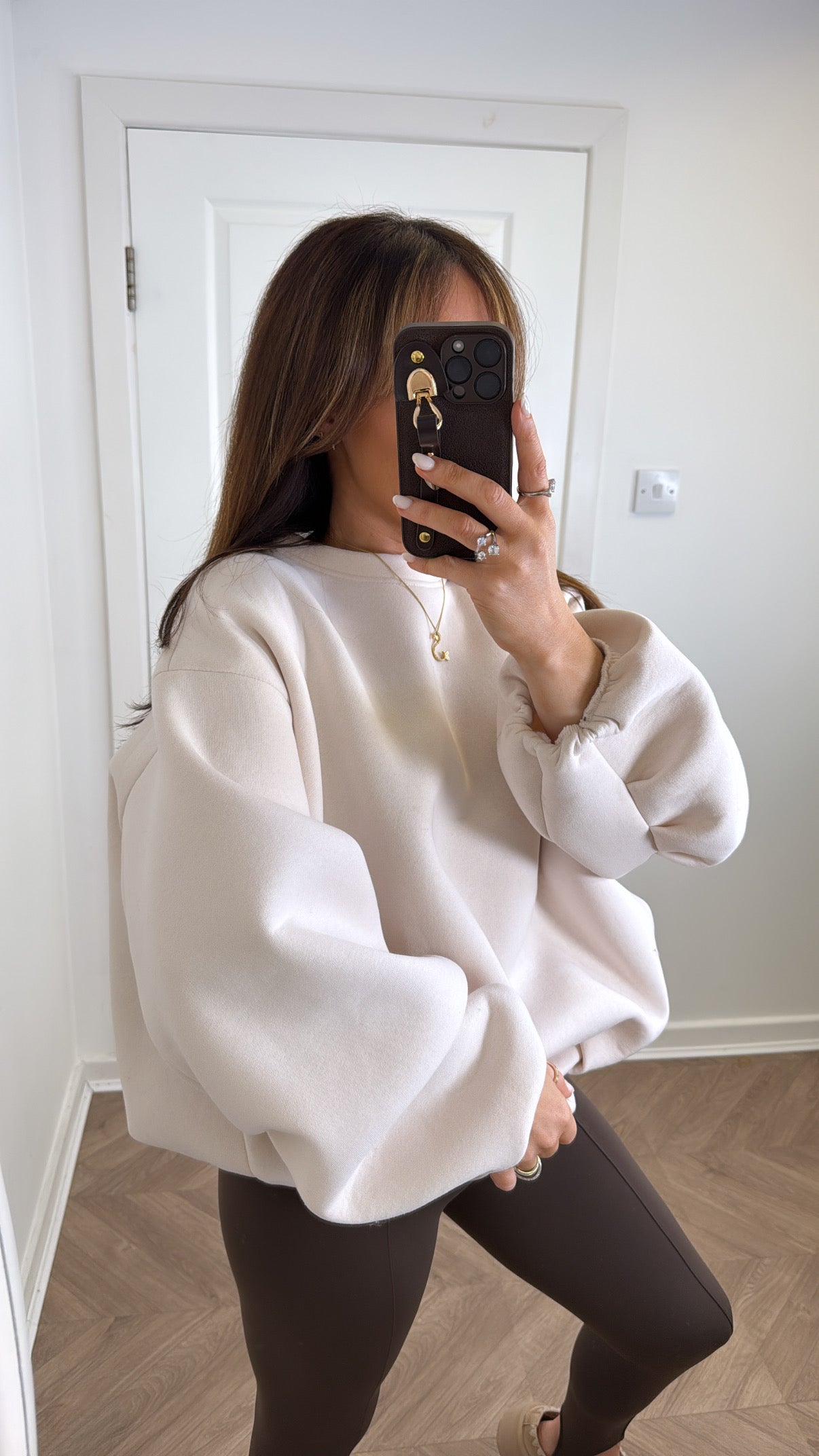 CARA cream bubble hem sweatshirt
