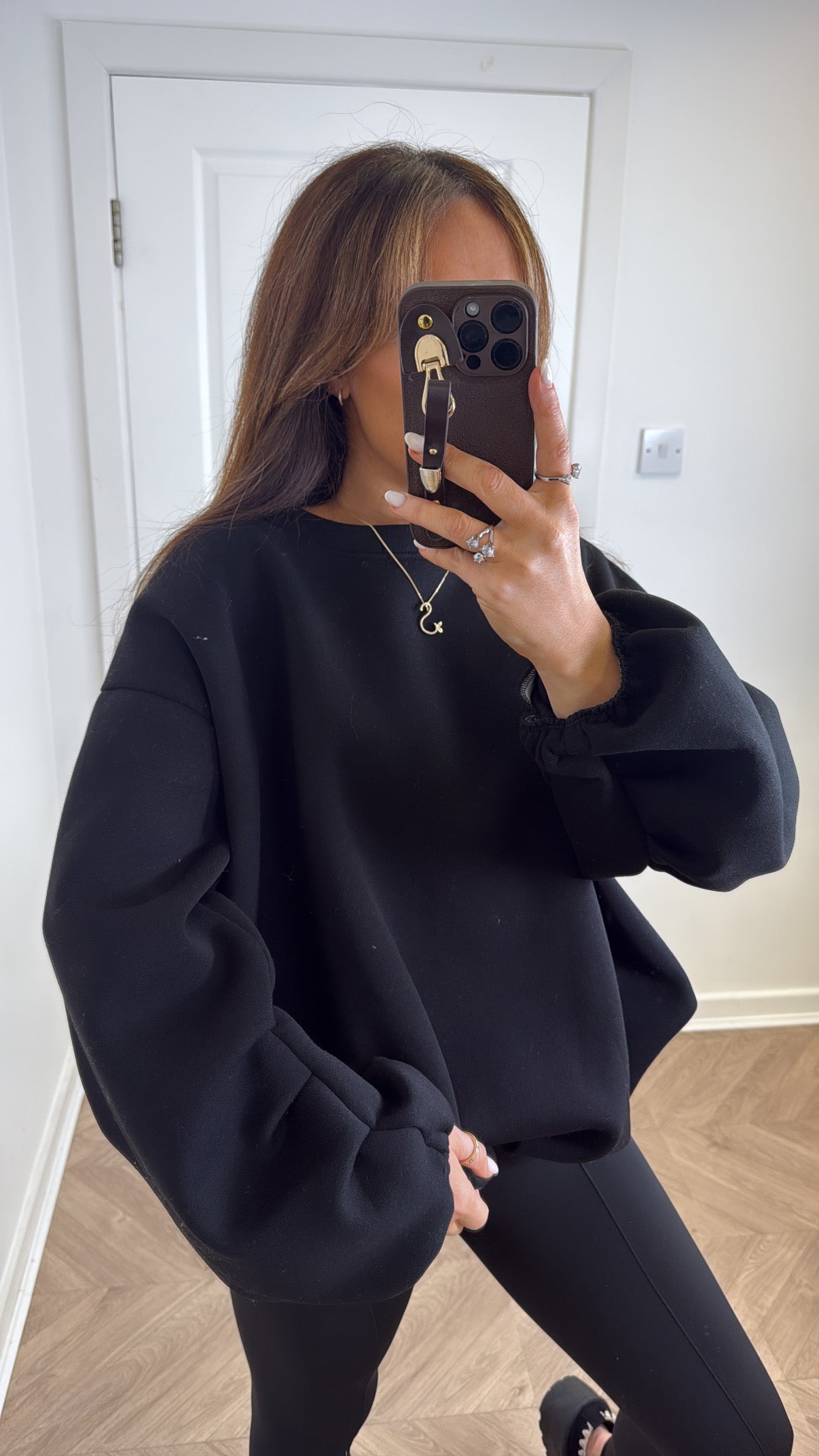 CARA black bubble hem sweatshirt