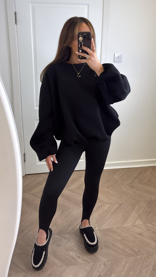 CARA black bubble hem sweatshirt